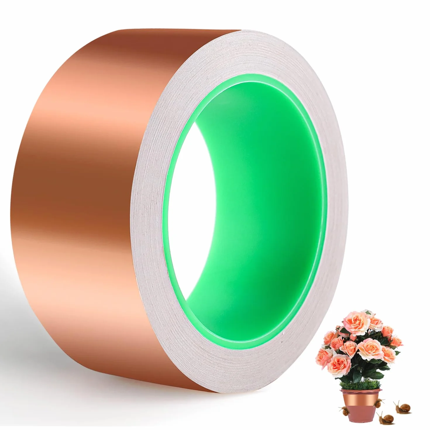 Nepfaivy ochrona przed ślimakami taśma miedziana przeciw ślimakom samoprzylepna 50mm × 20m ochrona przed ślimakami taśma miedziana podwyższone rabaty ogrody balkony do ochrony roślin (30mm)