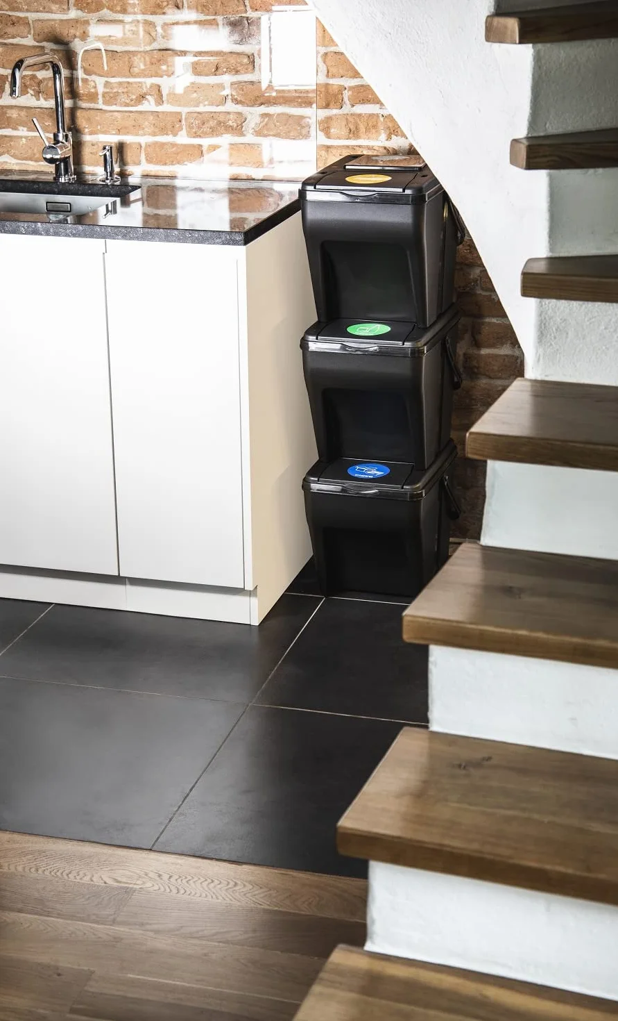 Rubbish Bin Waste Bin Separation system 100L - 4x25L bin Eco-Sorter Waste Sorter 4 Colours