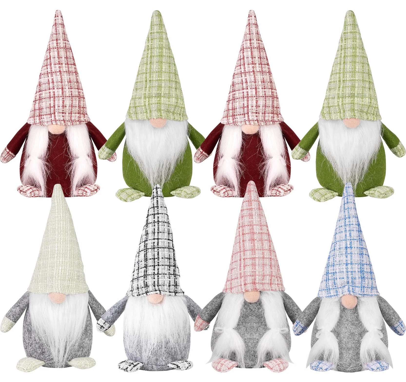 Anstore Gnomy bożonarodzeniowe, 8 szt. tweedowych gonków, 20 cm, świąteczna figurka Świętego Mikołaja, grota, dekoracje gnomów, ręcznie robione figurki gonków, zimowy stół, kominek, ozdoba, moda