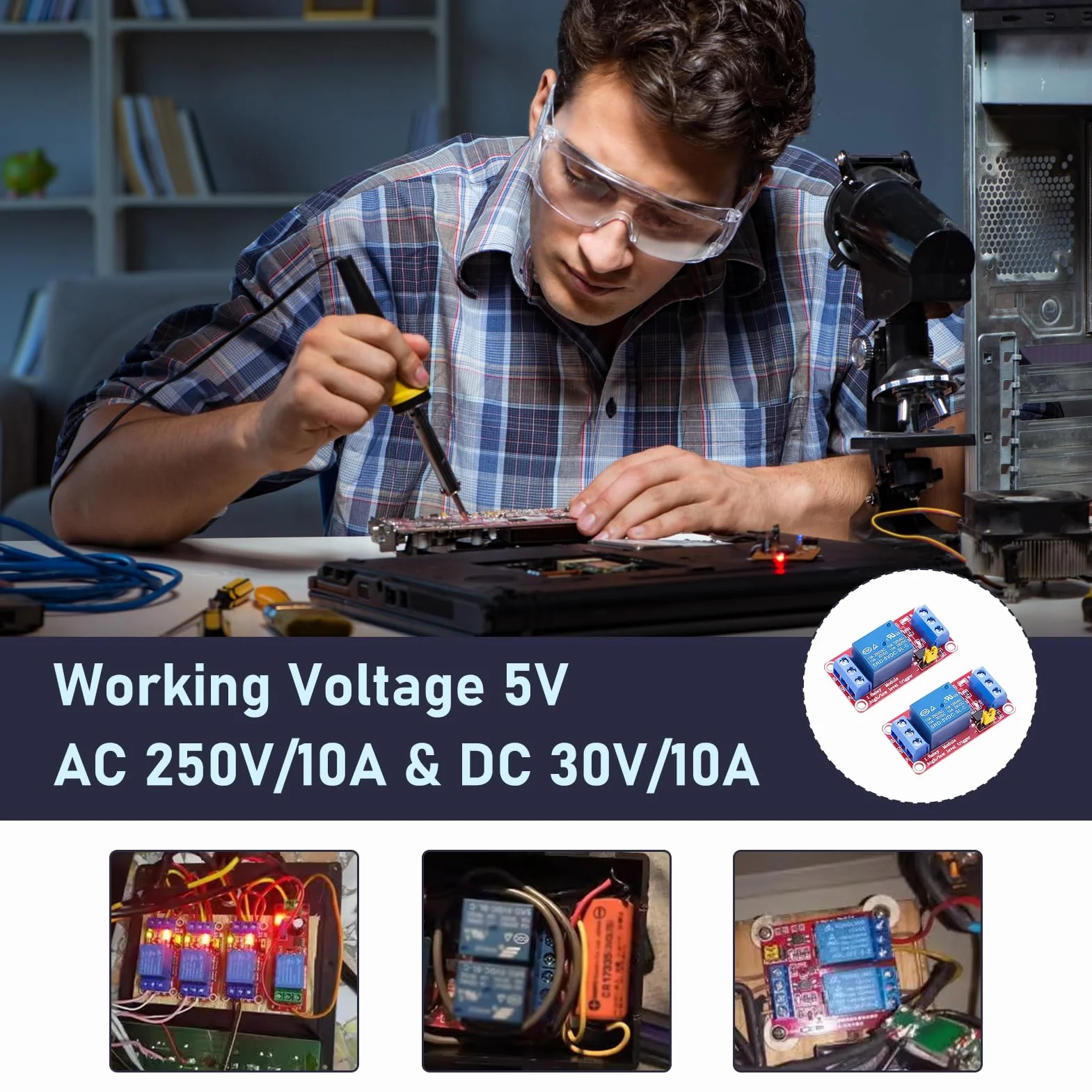 2 x moduł przekaźnikowy 5 V, 1 kanał, przekaźnik z transoptorem, izolowany z wysokim niskim poziomem, pojemność 10 A, 250 V AC lub 30 V DC, płyta wysokie/niskiego napięcia, kompatybilna z Arduino