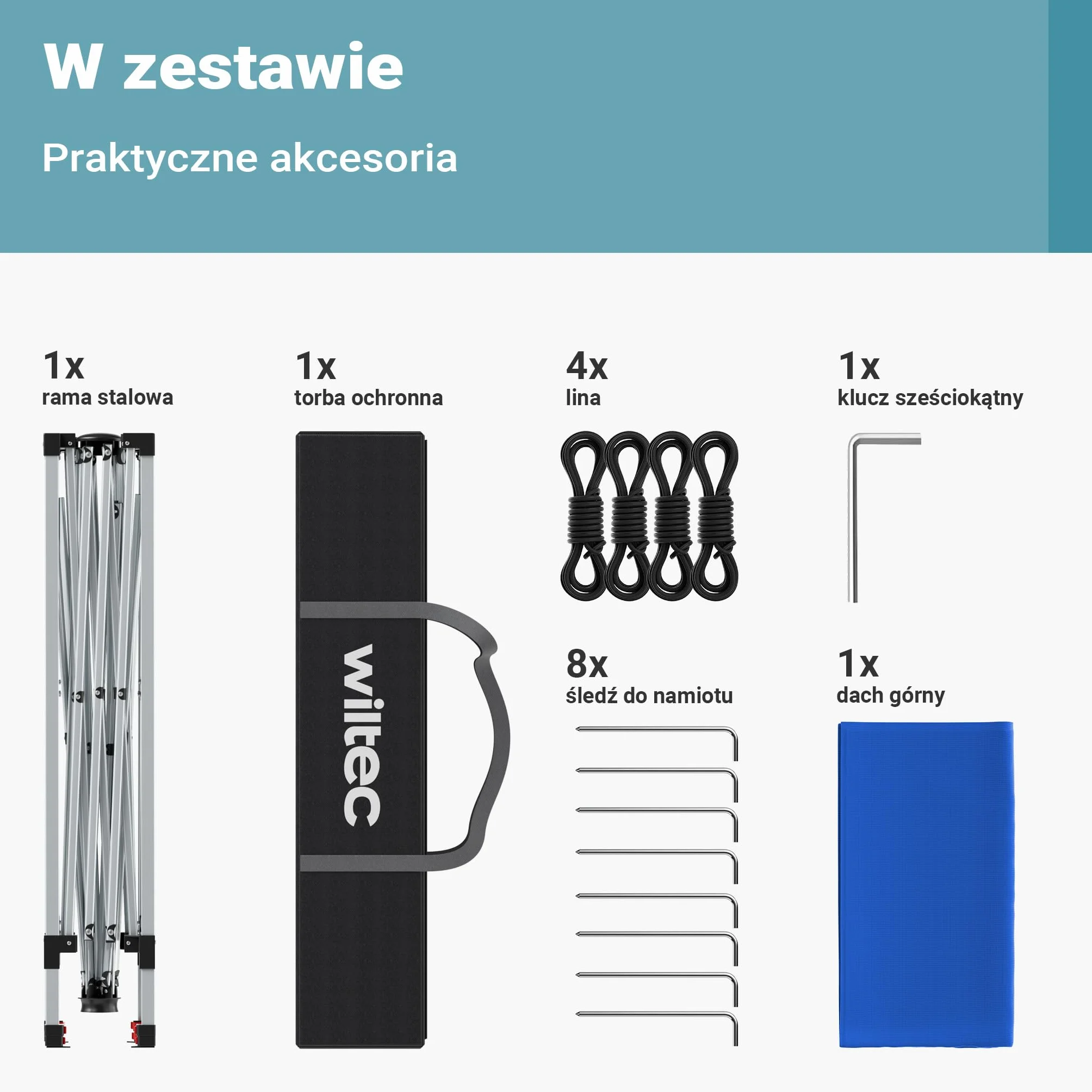 Wiltec Pawilon namiot imprezowy z zamknięciem centralnym do ogrodu wodoodporny niebieski 2,5 x 2,5 x 2,7 m