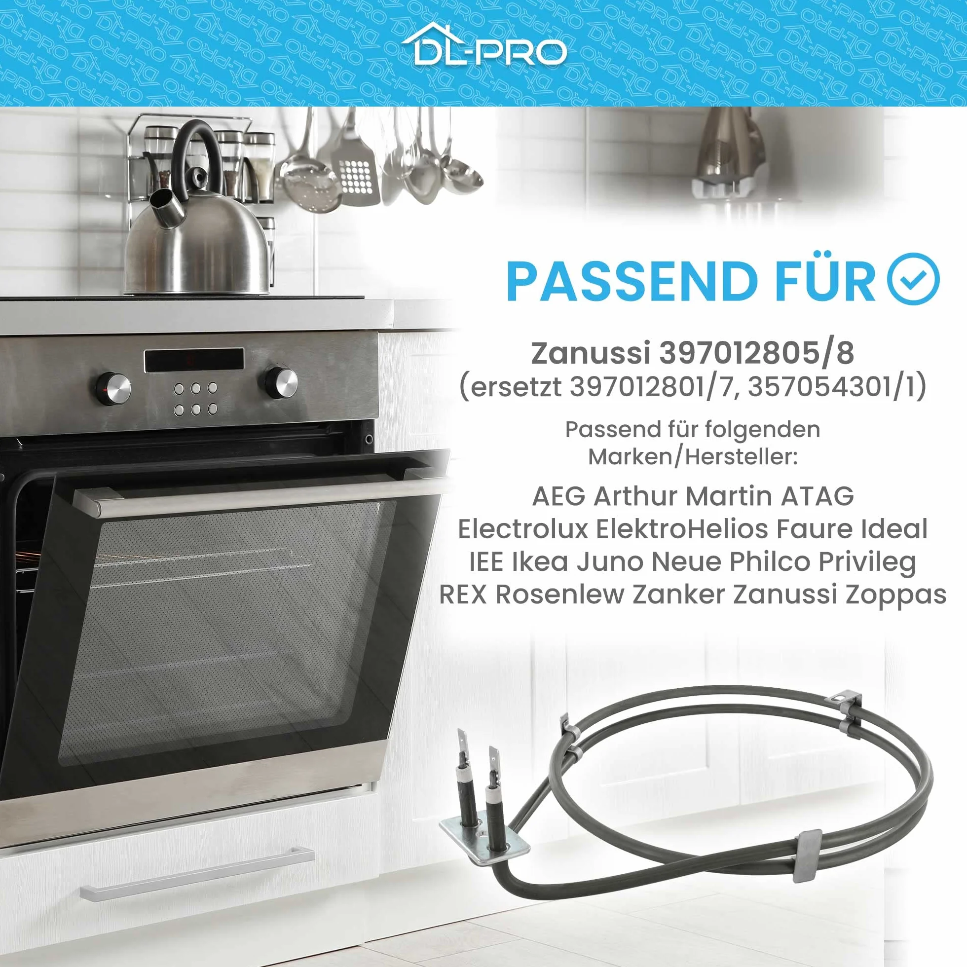 Element grzejny 2000 W 230 V do AEG Electrolux Juno Zanussi piekarnika