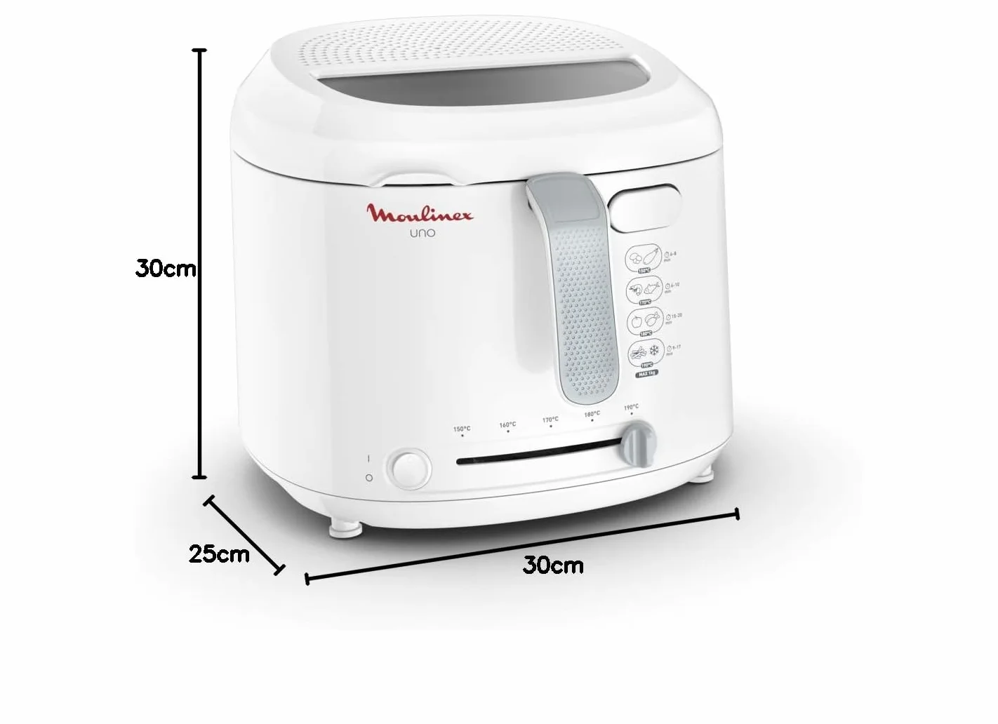 Moulinex AF2031 Uno frytkownica, pojemność 1 kg dla 4 osób, pojemność oleju 1,8 l, biała