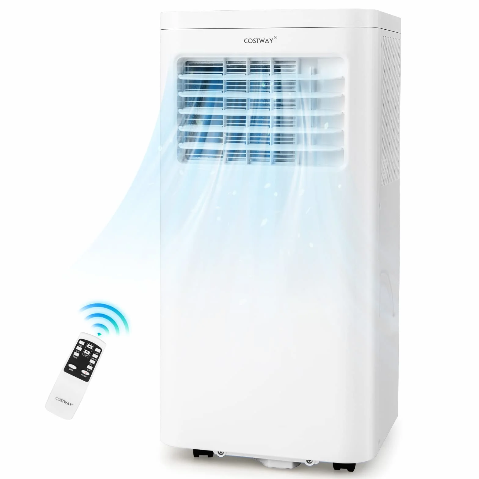 COSTWAY Mobilna klimatyzacja, 9000 BTU, 2,6 kW, chłodzenie, wentylacja i osuszanie, klimatyzator z wężem wylotowym, WiFi, aplikacja, zdalna obsługa, przenośna klimatyzacja