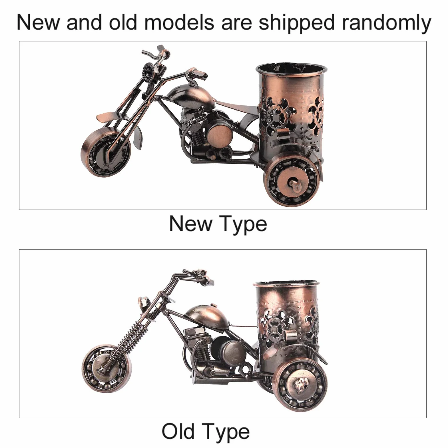 Żelazny Model Motocykla w Stylu Vintage, Stojak na Długopisy, Ozdoby na Biurko, Kreatywny Uchwyt z Litego Żelaza dla Mężczyzn
