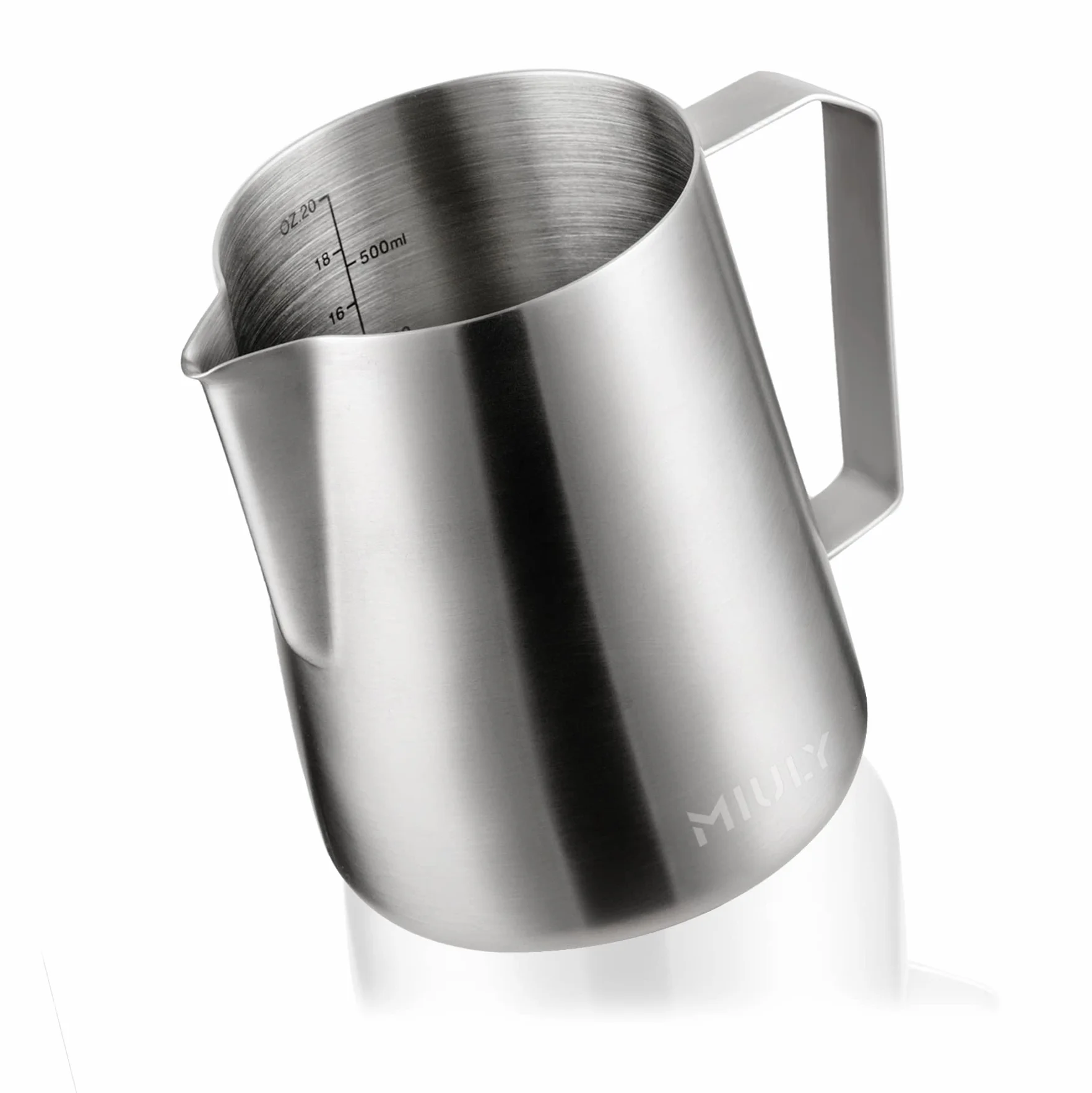 Dzbanek na mleko ze stali nierdzewnej 600ml do spieniania mleka do cappuccino i latte art srebrny