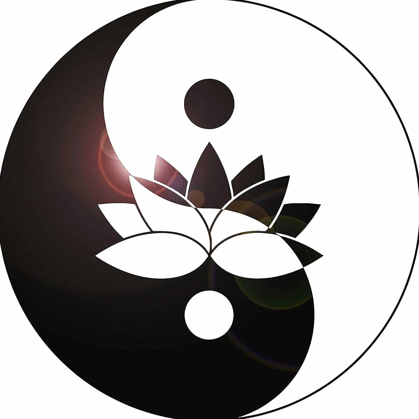 Dekoracja ścienna, metalowa sztuka ścienna, dekoracja ścienna z symbolem kwiatu lotosu Yin Yang, sztuka medytacji zen 3D sylwetka ścienna, do dekoracji ściennej domu (23,6 cala/60 cm)(23.6IN/60CM)