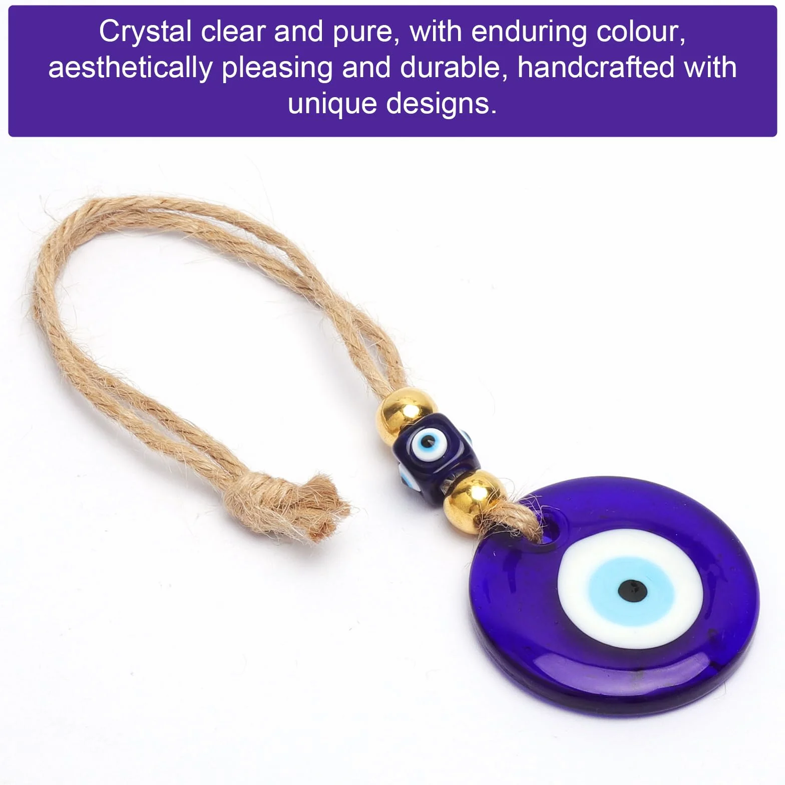 Wisiorek ze szkła z niebieskimi oczami, Nazar Boncuk tureckie oko, zawieszka Evil Decoration Eye do talizmanu, lusterko wsteczne, dekoracja mieszkania, prezent (5 cm)