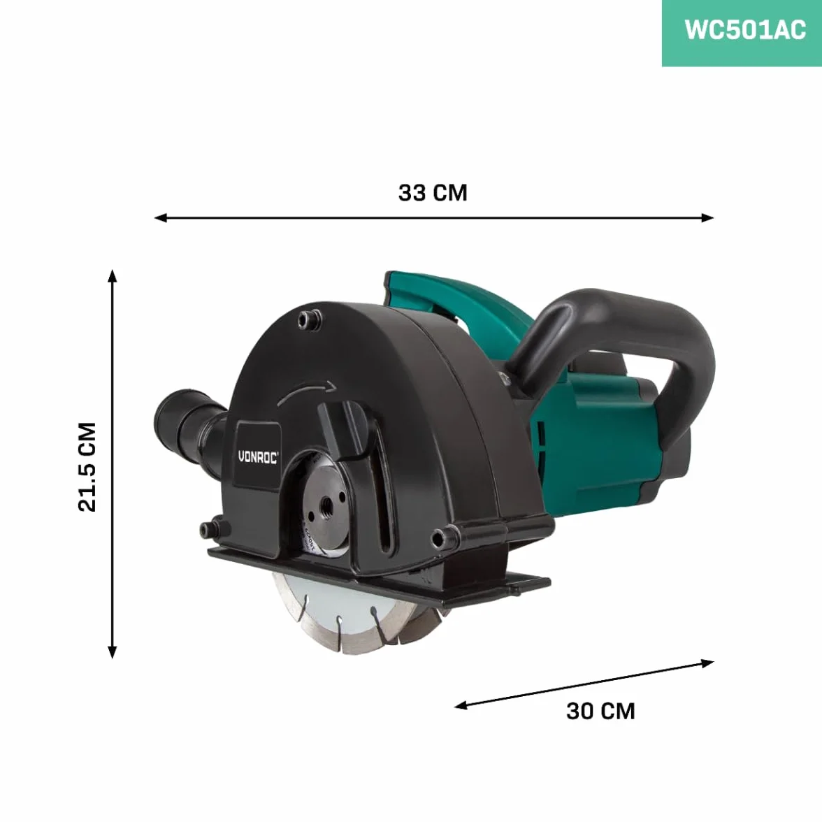 VONROC Frezarka do rowków murowych | frez szczelinowy - 1700 W - 150 mm - w zestawie 4 tarcze diamentowe i torba do przechowywania