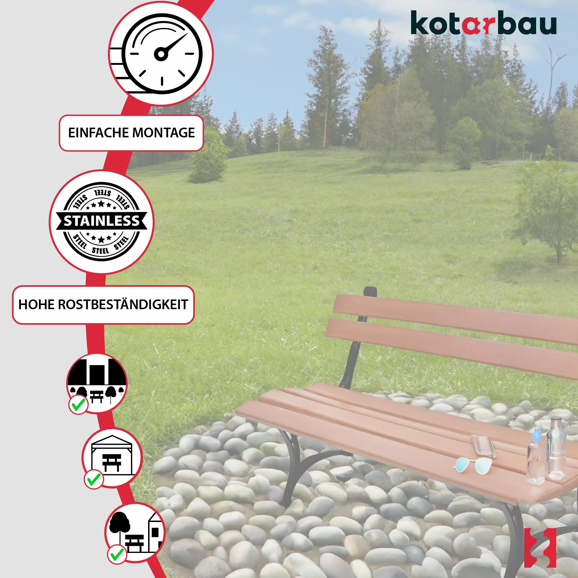 KOTARBAU® 2-częściowy zestaw nóżek do ławki, kolor czarny, 740 x 510 mm, aluminiowa ławka ogrodowa, metalowa, płozy, płozy, nóżki do ławki, ławki parkowej
