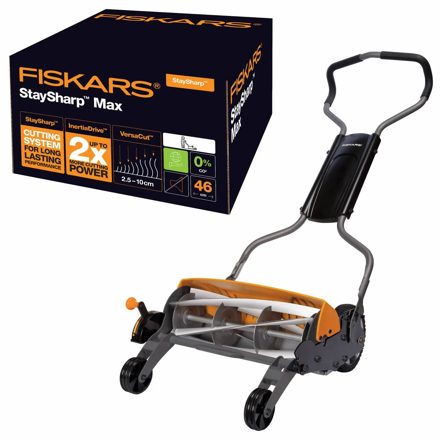 Fiskars Staysharp Kosiarka Bezprzewodowa, Czarny/Pomarańczowy/Srebrny, 46 cm