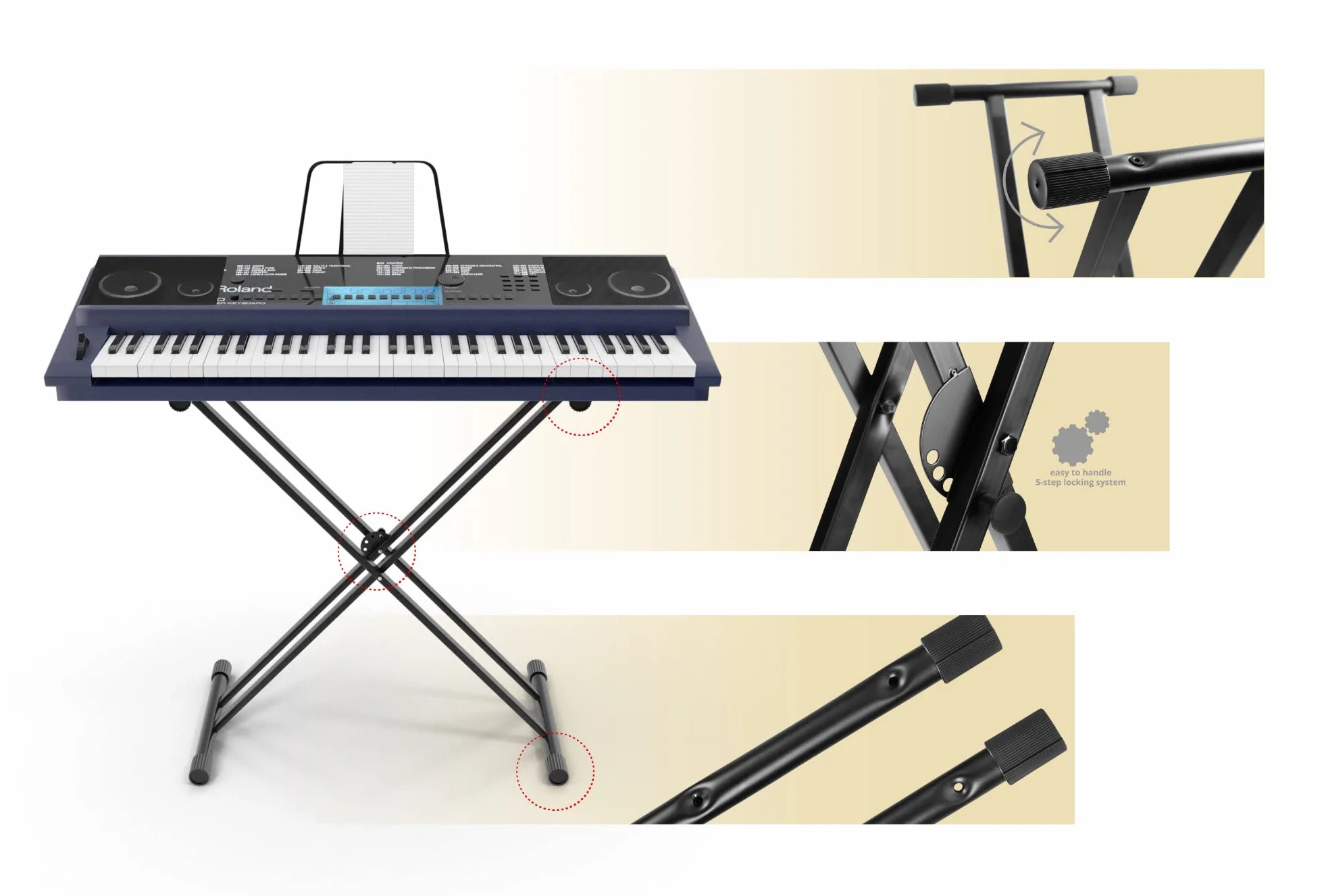 Classic Cantabile 00016122 Podwójny Stojak Na Keyboard, Czarny