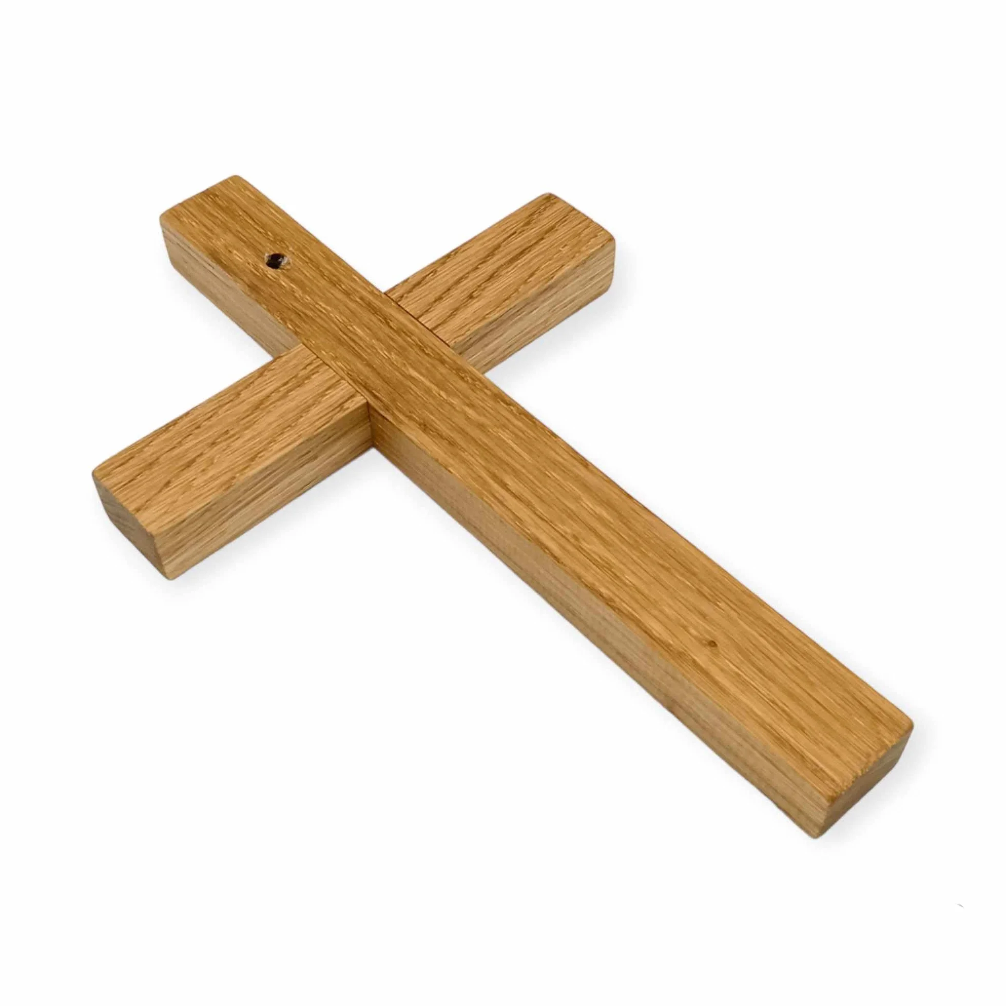 WOODYGIFT Krzyż ścienny z drewna 24 x 15 cm – krzyż do zawieszenia z drewna dębowego – krzyż Jezus dekoracja do domu – krzyż ścienny jako prezent na okazje religijne