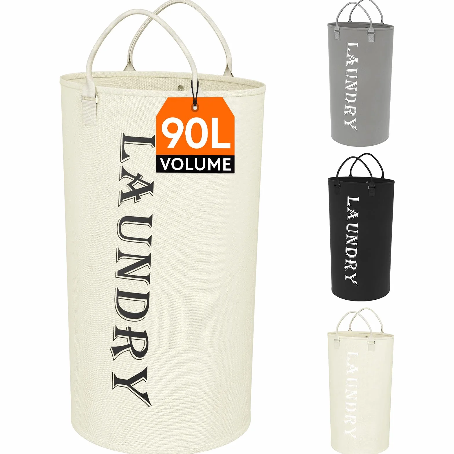 Lifewit Cube brudne ubrania 115L, duża torba z uchwytem na brudne ubrania, składany kosz na ubrania/ręczniki/koce/zabawki, wygodny kosz na pranie do mieszkania/mieszkania/łazienki, Biały srebrny-1