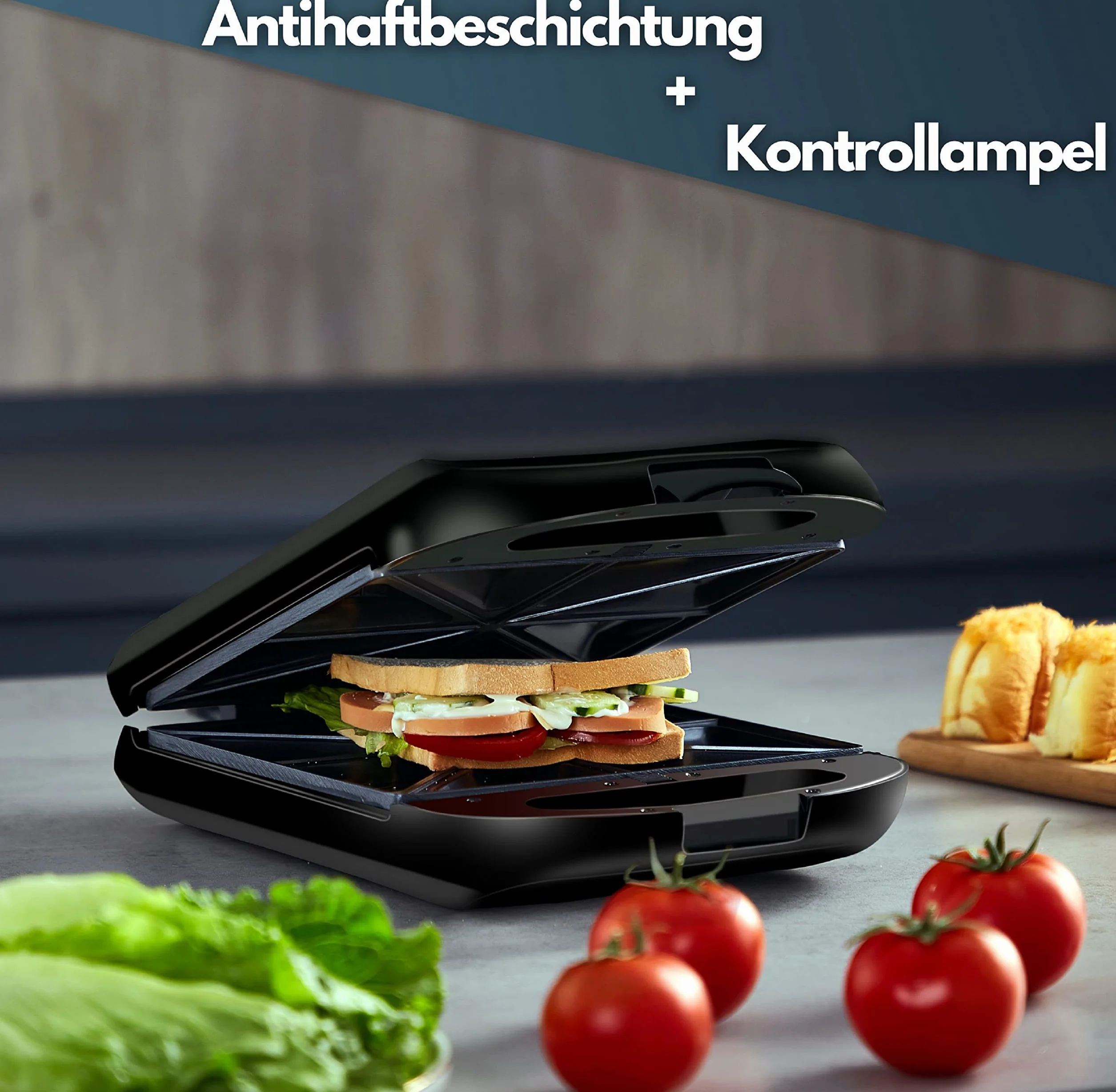 Steinborg 3 w 1 Opiekacz do Kanapek XXL | 3 Wymienne Płyty | 1200 W | Grill Kontaktowy Wielofunkcyjny | Gofrownica | Elektryczny 4-Częściowy, Srebrny/Czarny