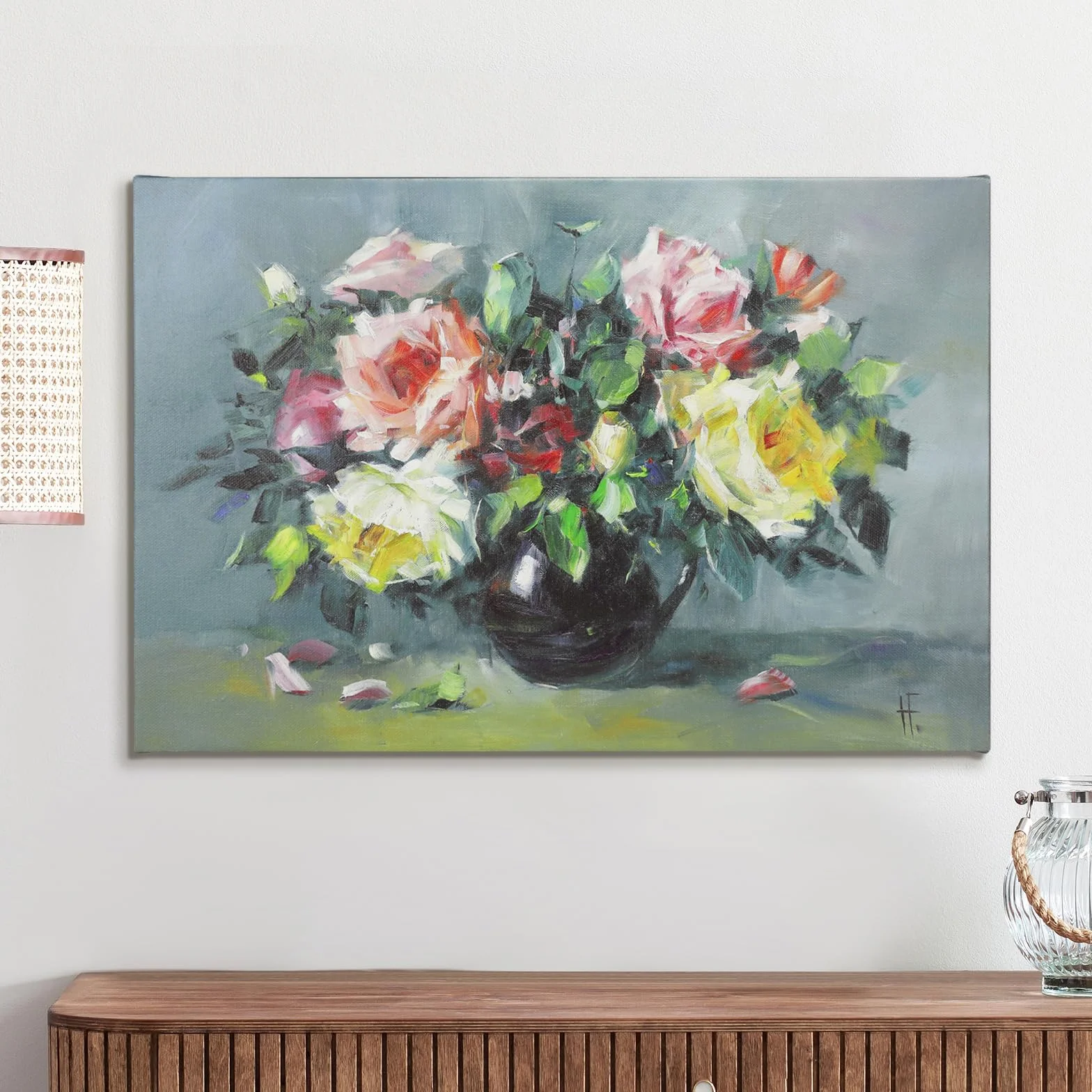 JBER Obraz olejny na płótnie 3D, sypialnia, salon, dekoracja stołu, piękny prezent, obraz olejny na płótnie - 60 x 40 cm (kwiat-03)
