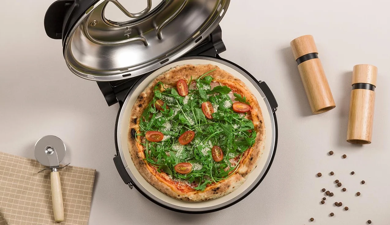ZEEGMA PIZZA CHEF Elektryczny Piec do Pizzy 1200 W 400°C Kamień Ceramiczny 30 cm