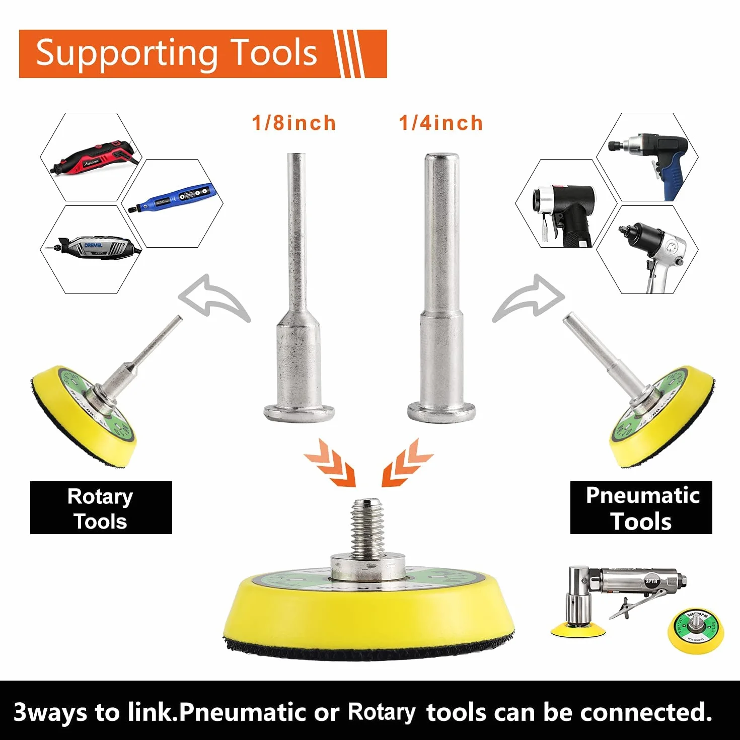 Tshya 270 sztuk krążków szlifierskich 50 mm na rzep do wierteł i szlifierek z płytą nośną 3 mm i 6 mm, łącznie z papierem ściernym 2" Roll Lock o ziarnistości 36-3000