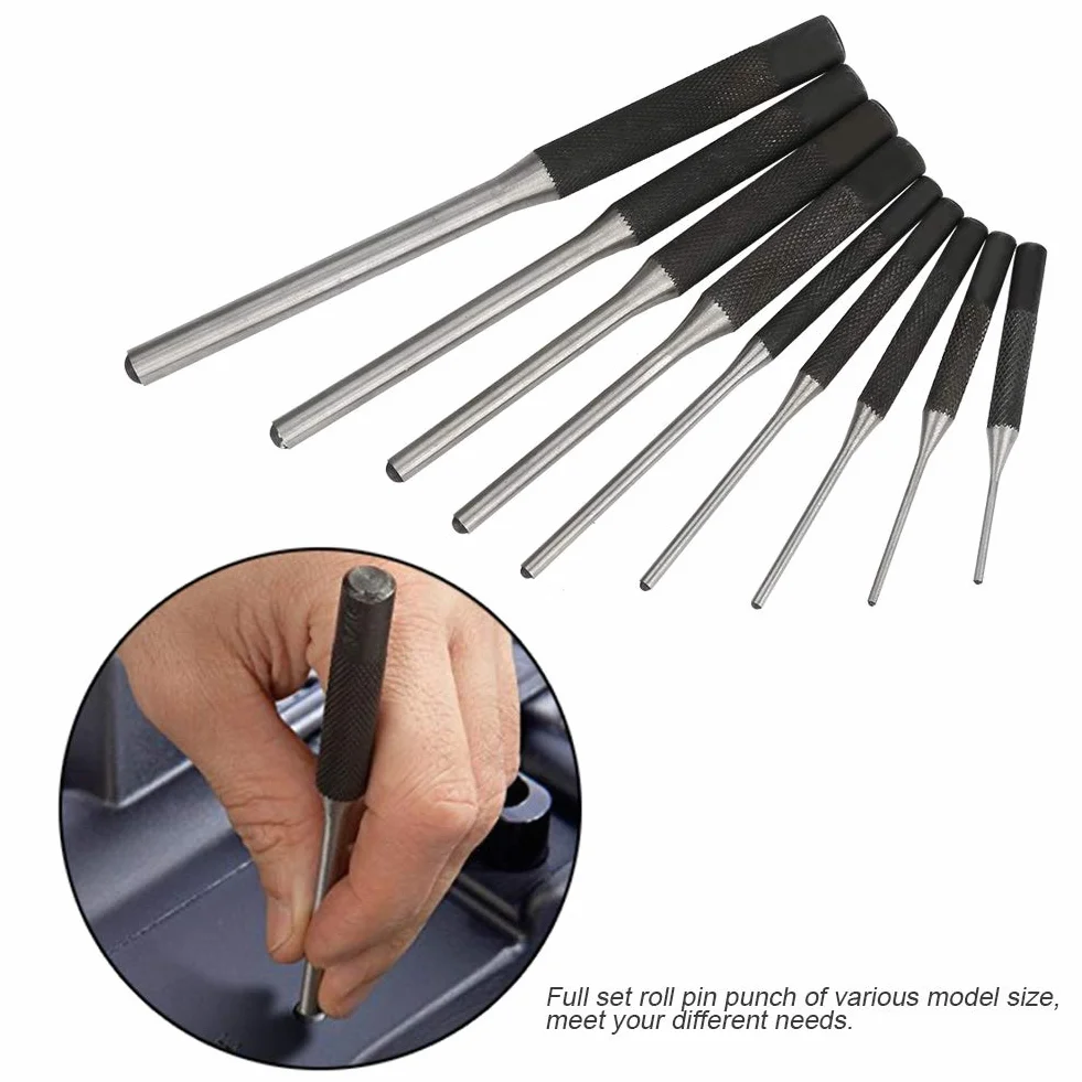 T. Hinsley Style Roll Pin Remover 3.5 Mm, Zestaw Punch, Stemple Do Metalu, 9 Szt. Trwała Stalowa Rolka