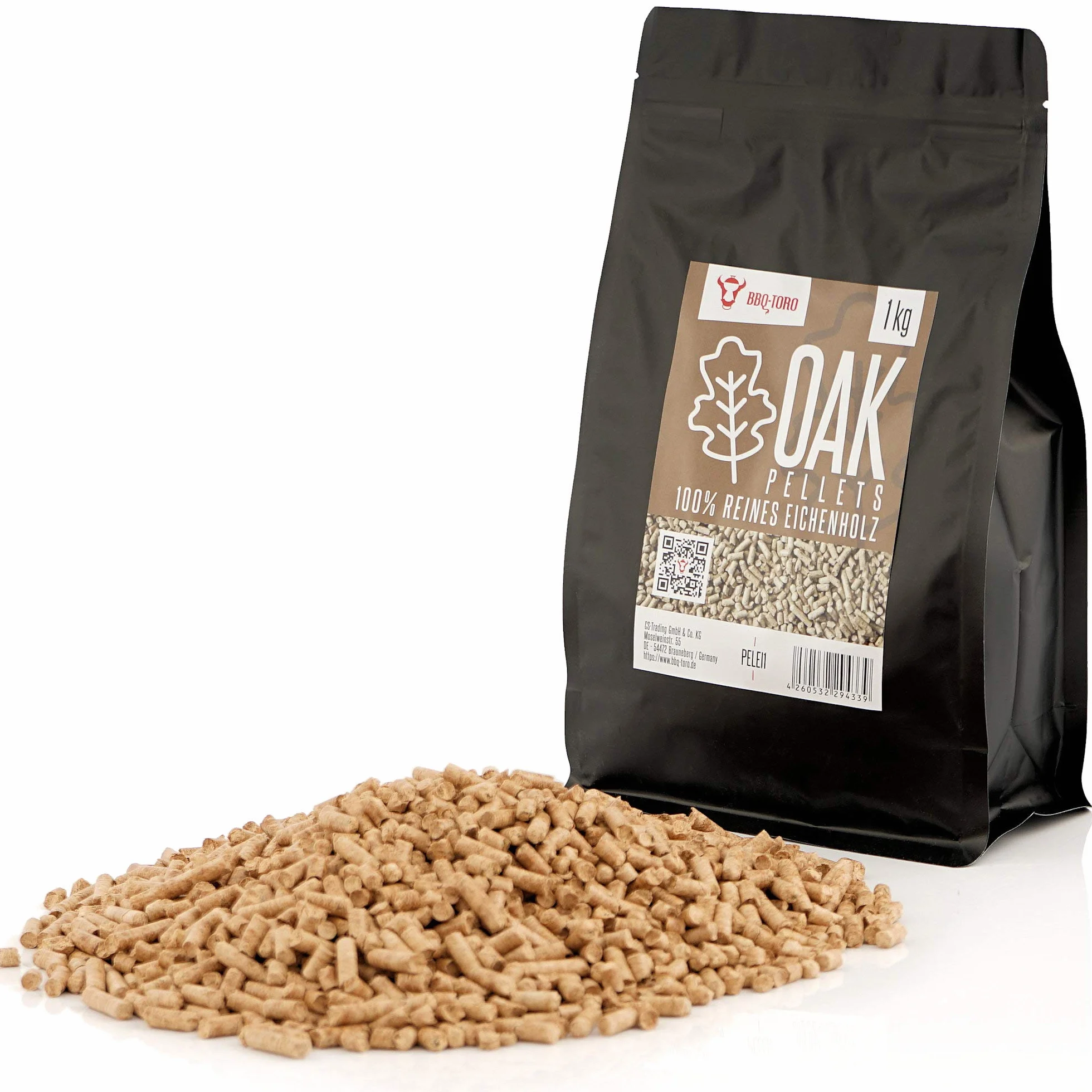BBQ-TORO Oak pellety z drewna dębowego 100% | 1 kg | Pellety dębowe do grilla, wędzarni, pieca do pizzy na pellet i systemów grzewczych | Pellety do grillowania
