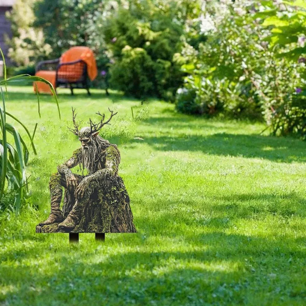Fairy Garden Stakes Płaski wystrój, Elf Garden Stakes Akrylowa doniczka 2D Kołek Ogród Wstawka Wróżka Akcesoria Ogrodowe Drzewo Mężczyzna Elf Statua Ozdoby do Roślin Doniczkowych Yard Trawnik