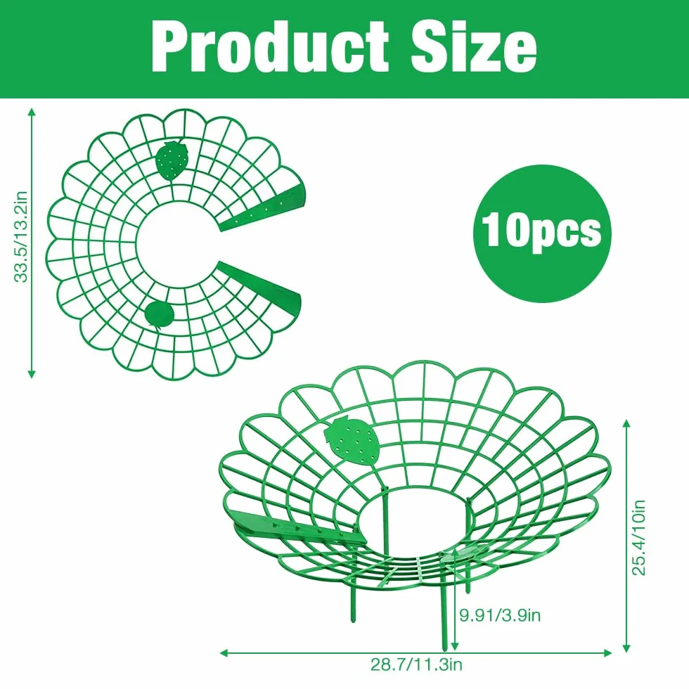 Mineup 10 sztuk podpór do truskawek, 33 x 10 cm, chronią truskawki przed kurzem i ślimakami, dojrzewanie truskawek, półka na truskawki, dojrzewanie truskawek, siatki na truskawki na balkonie, ochrona