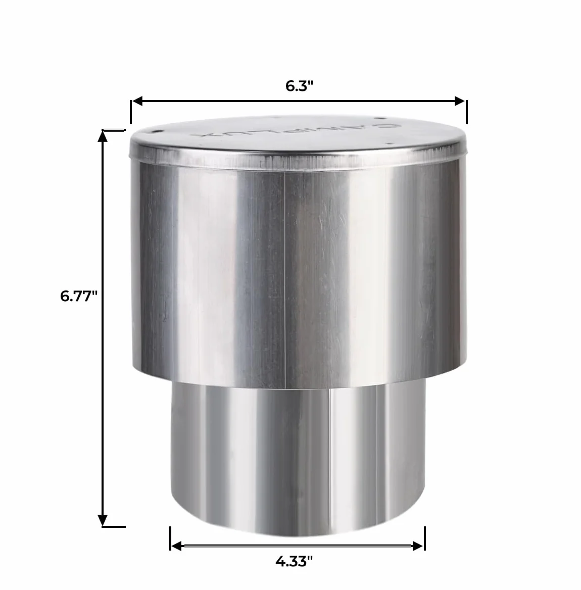 CAMPLUX Stalowa Nakładka Przeciwdeszczowa 110 mm (4,33"), Wiatroszczelna Osłona Wentylacyjna do Podgrzewacza Gazowego 8L/10L/12L/16L, Montaż na Zewnątrz, RC433