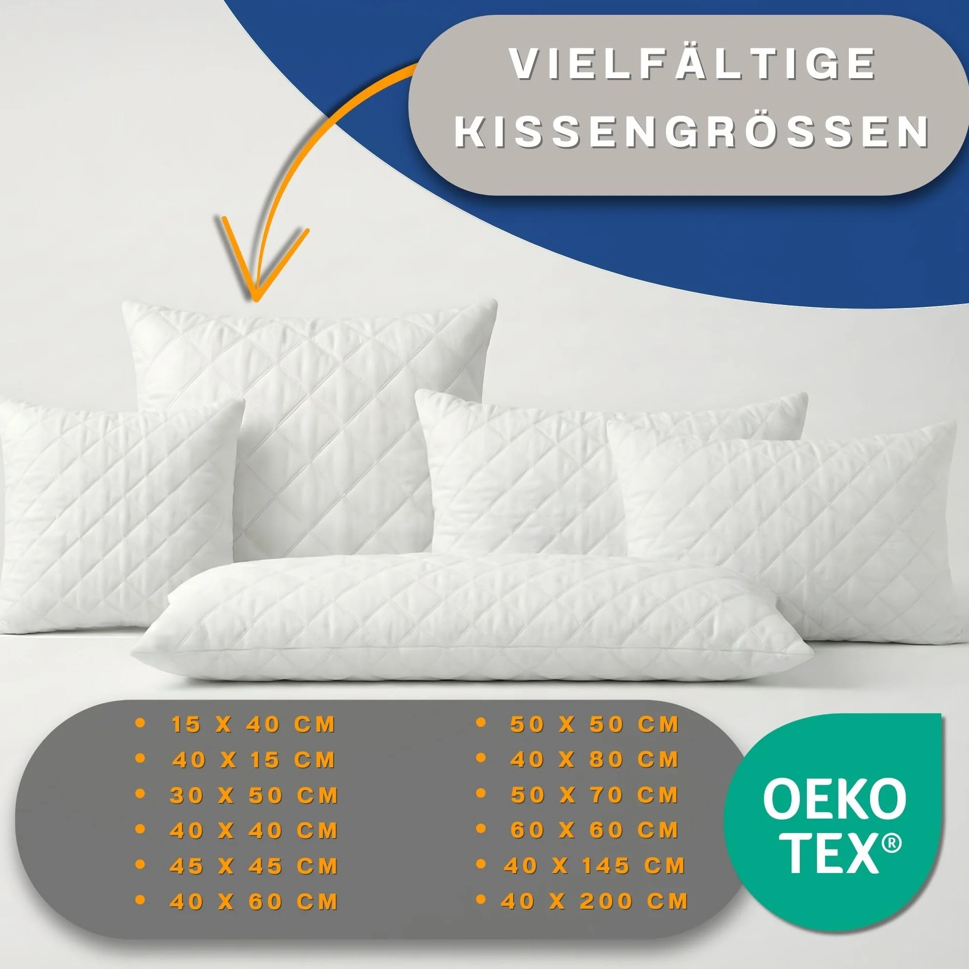 Zestaw poduszek 2 80 x 80 cm pikowana poduszka mikrofibra - poduszka łóżko poduszka poduszka do spania biała poduszka wypełnienie poduszka