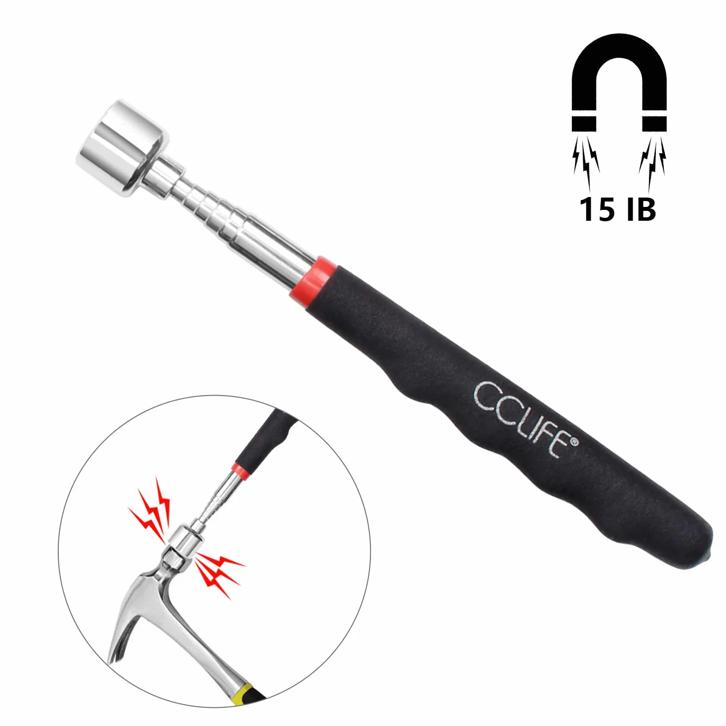 CCLIFE 7-częściowe narzędzie do podnoszenia Magnetyczne narzędzie teleskopowe z lusterkiem inspekcyjnym Chwytak pazurowy Podnośnik magnetyczny z lampą LED Pręt magnetyczny