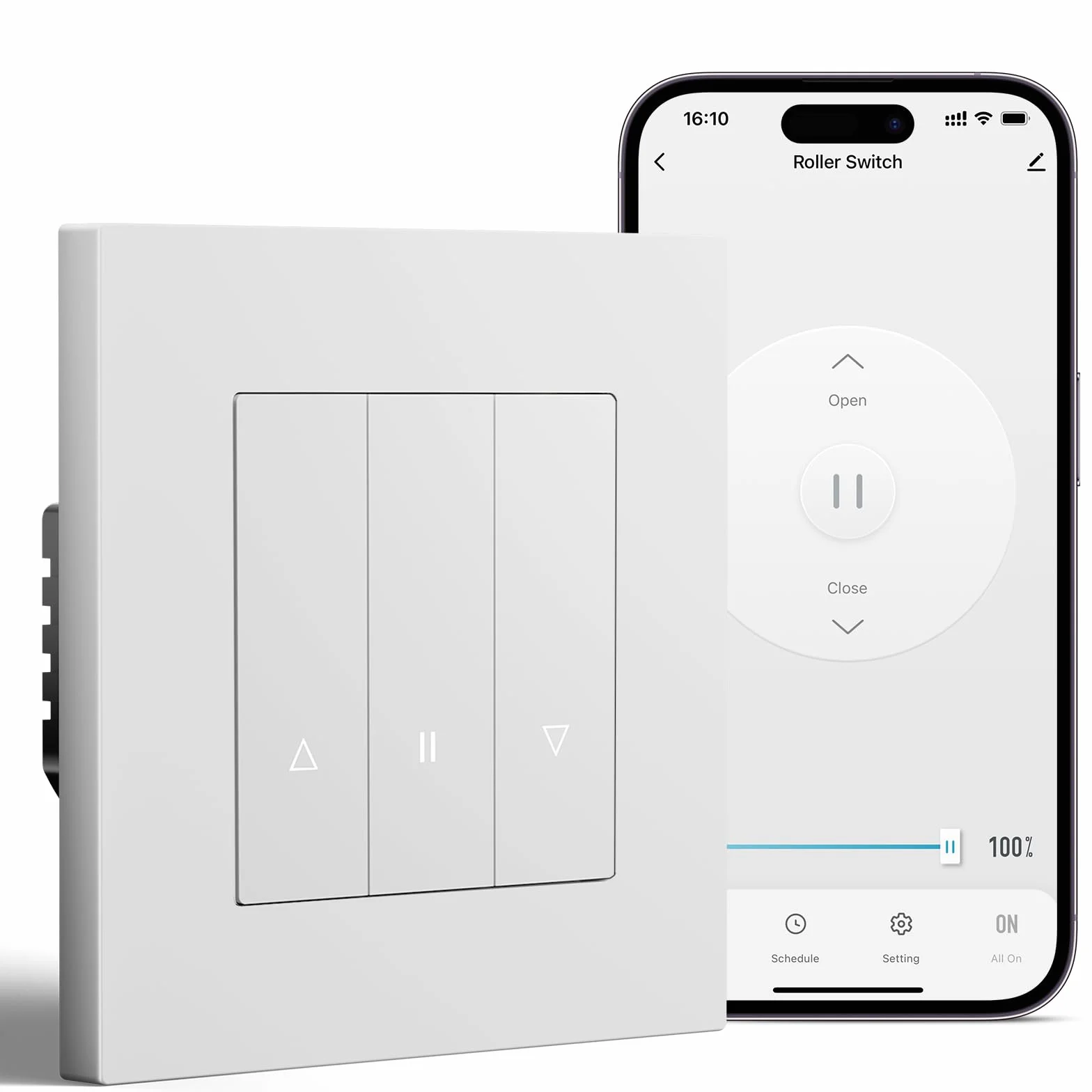 BSEED Smart Zigbee przełącznik roletowy, inteligentny przełącznik żaluzji do montażu w ścianie kompatybilny z Alexa/Google Home/Tuya, inteligentny zegar roletowy z ramą PC, wymaga neutralnego przewodu