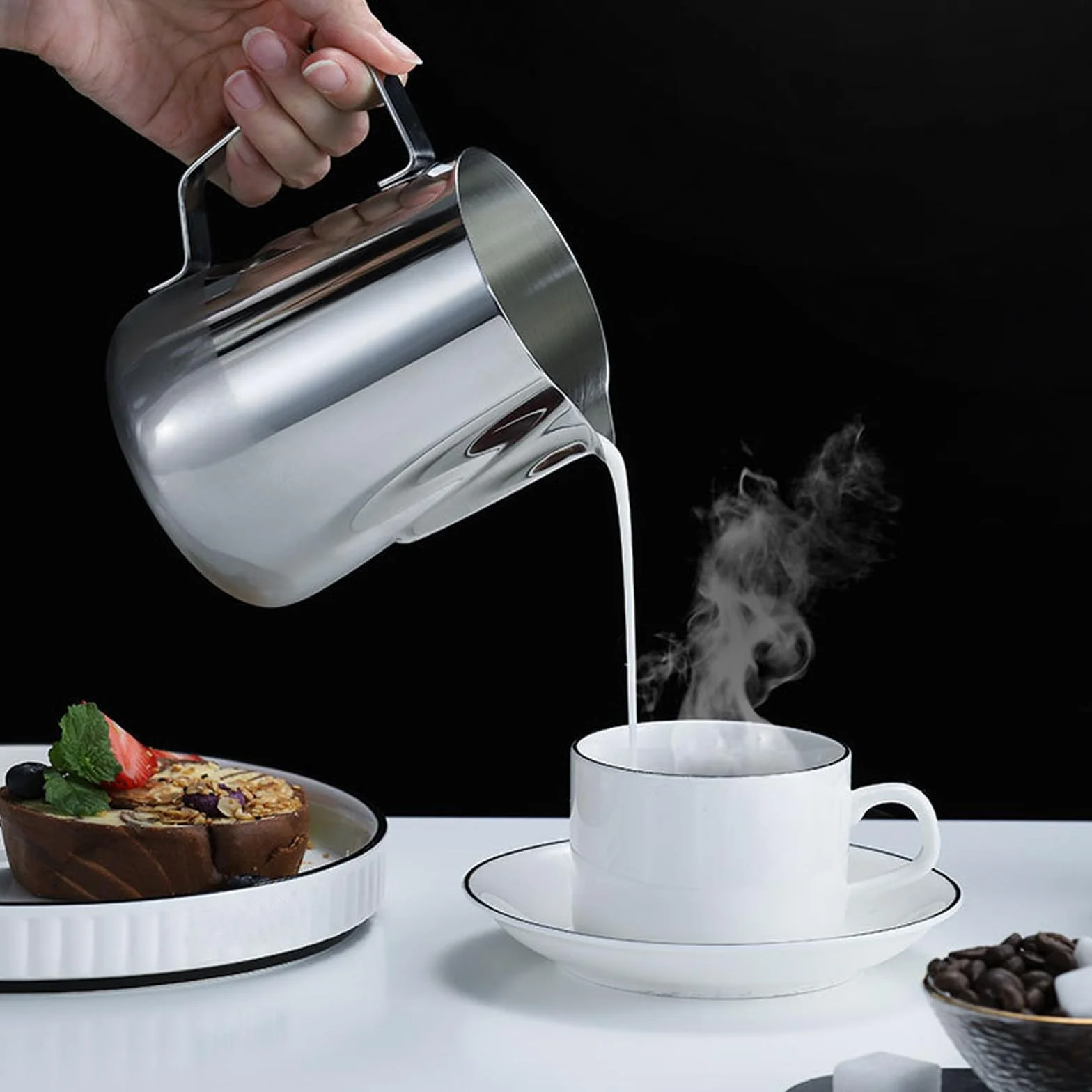 Dzbanek do Spieniania Mleka 550 ml ze Stali Nierdzewnej, Latte Art, Espresso, dla Baristy
