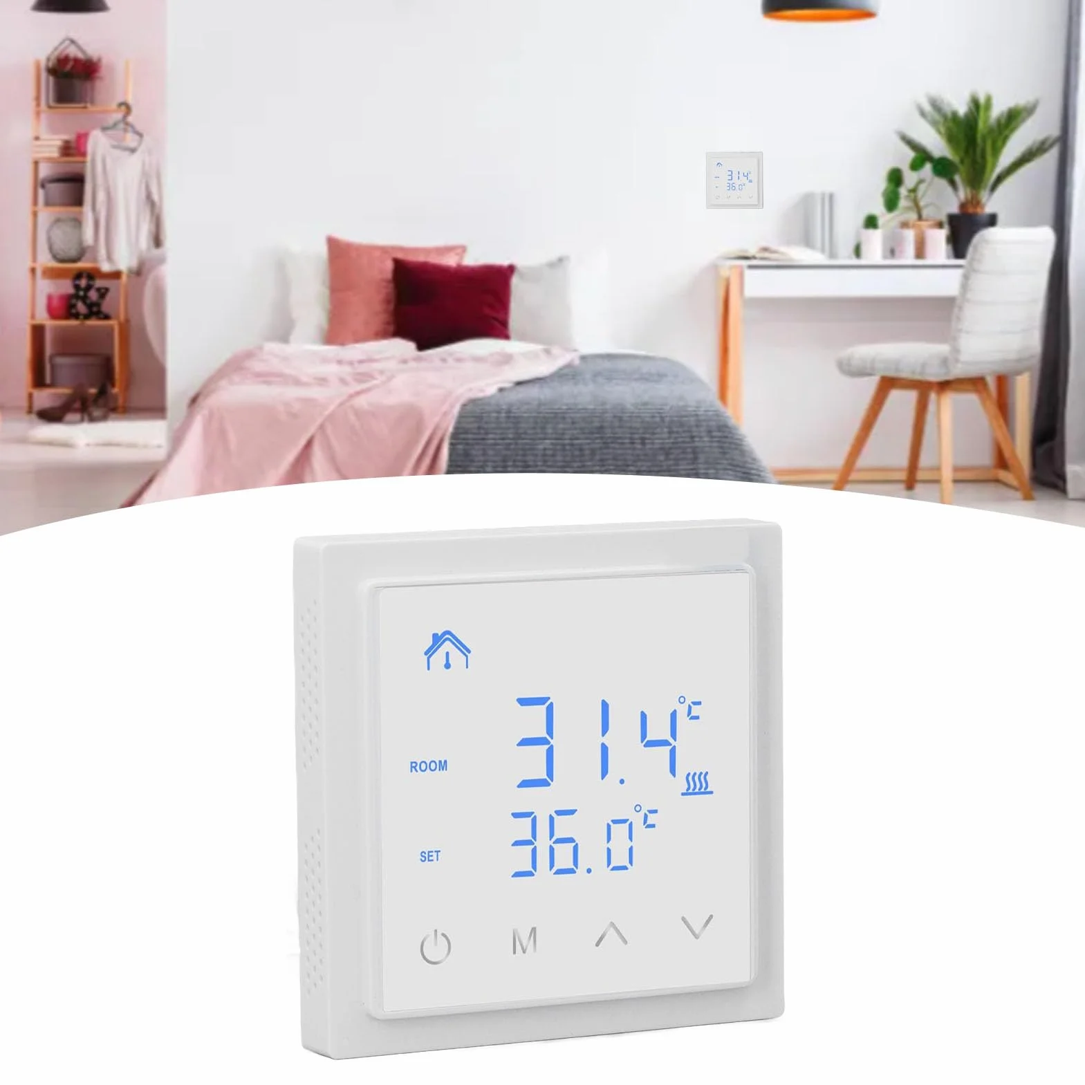 Generic Inteligentny Termostat, Elektryczny Termostat Ogrzewania Podłogowego, Szeroka kompatybilność, Wyświetlacz LED, łatwa Instalacja, Zabezpieczenie Przed Fałszywymi Kontaktami, 16A AC85V-250V