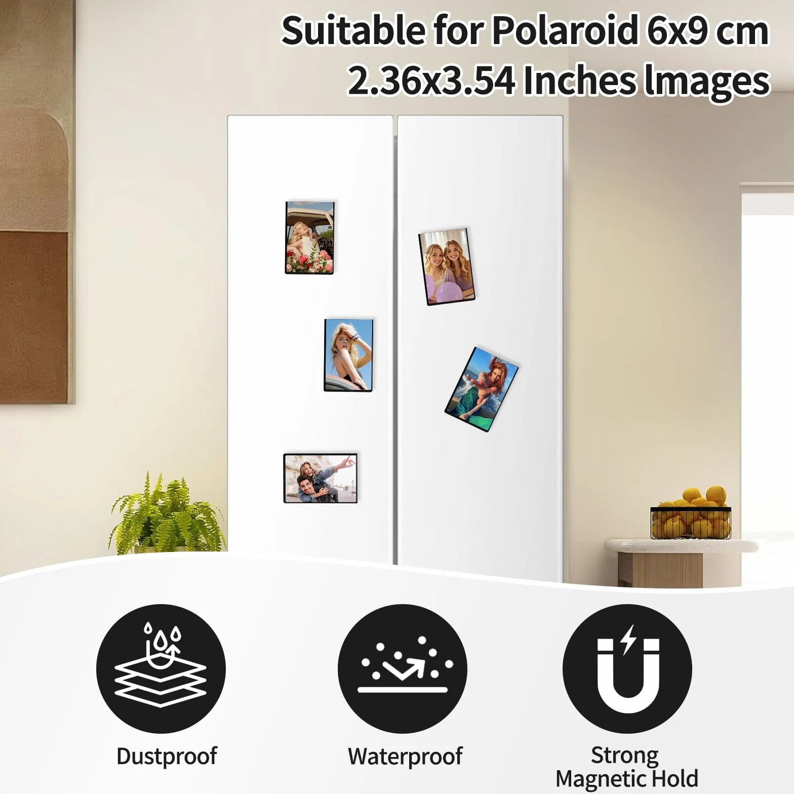 15 sztuk magnetycznych ramek na zdjęcia, czarne: 9,3 x 6,3 cm, mini ramki magnetyczne do lodówki, Instax mini, folii Polaroid, pocztówek i obrazów – magnetyczne kieszenie na zdjęcia do ekspozycji i