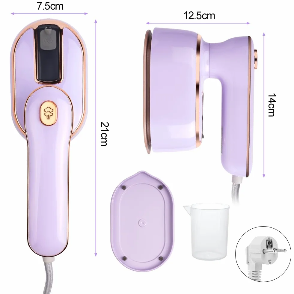 AUAUY żelazko parowe mini, 1000 W składane przenośne żelazko turystyczne, ręczne urządzenie do prasowania z 100 ml zbiornikiem na wodę, prasowanie na sucho i na mokro, małe żelazko parowe do domu i w