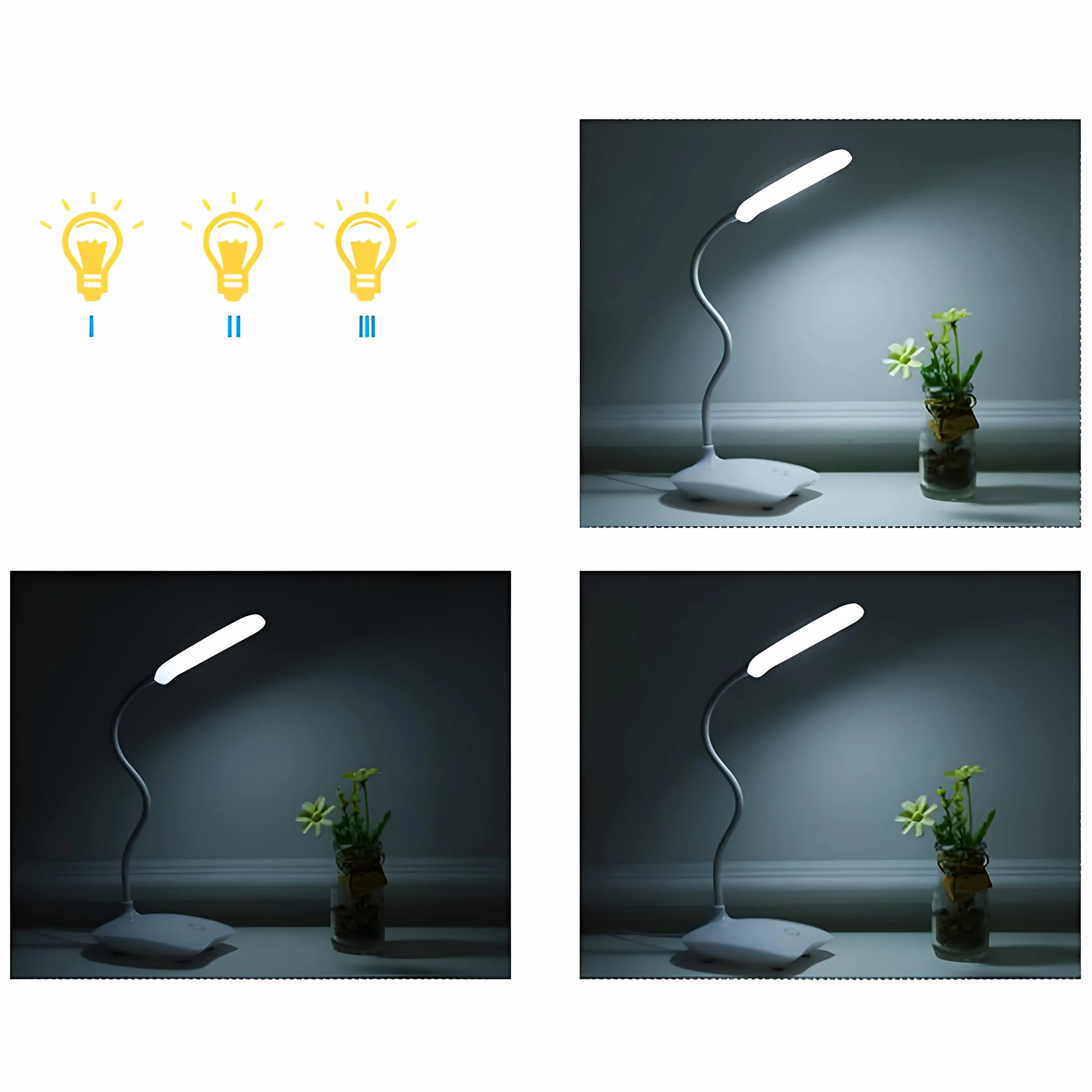 Retoo Dotykowa lampa biurkowa LED ze ściemniaczem i 3 poziomami jasnosności, Elastyczna lampka szkolna na biurko dla dzieci z USB, regulacją i ochroną oczu, Kreślarska, do szkoły, pracy, domu, biura