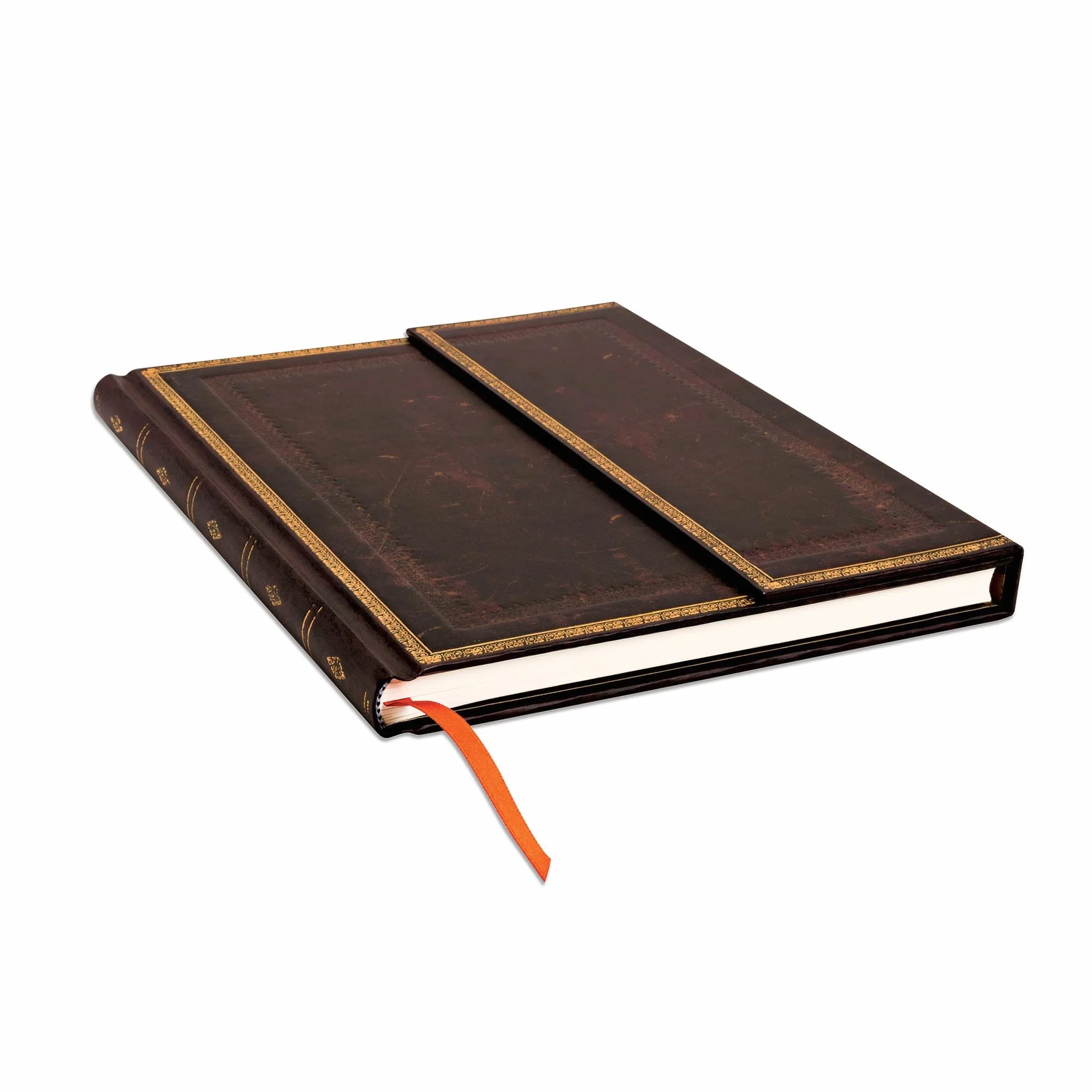 Black Moroccan Ultra Lined Hardcover Journal (Wrap Closure)