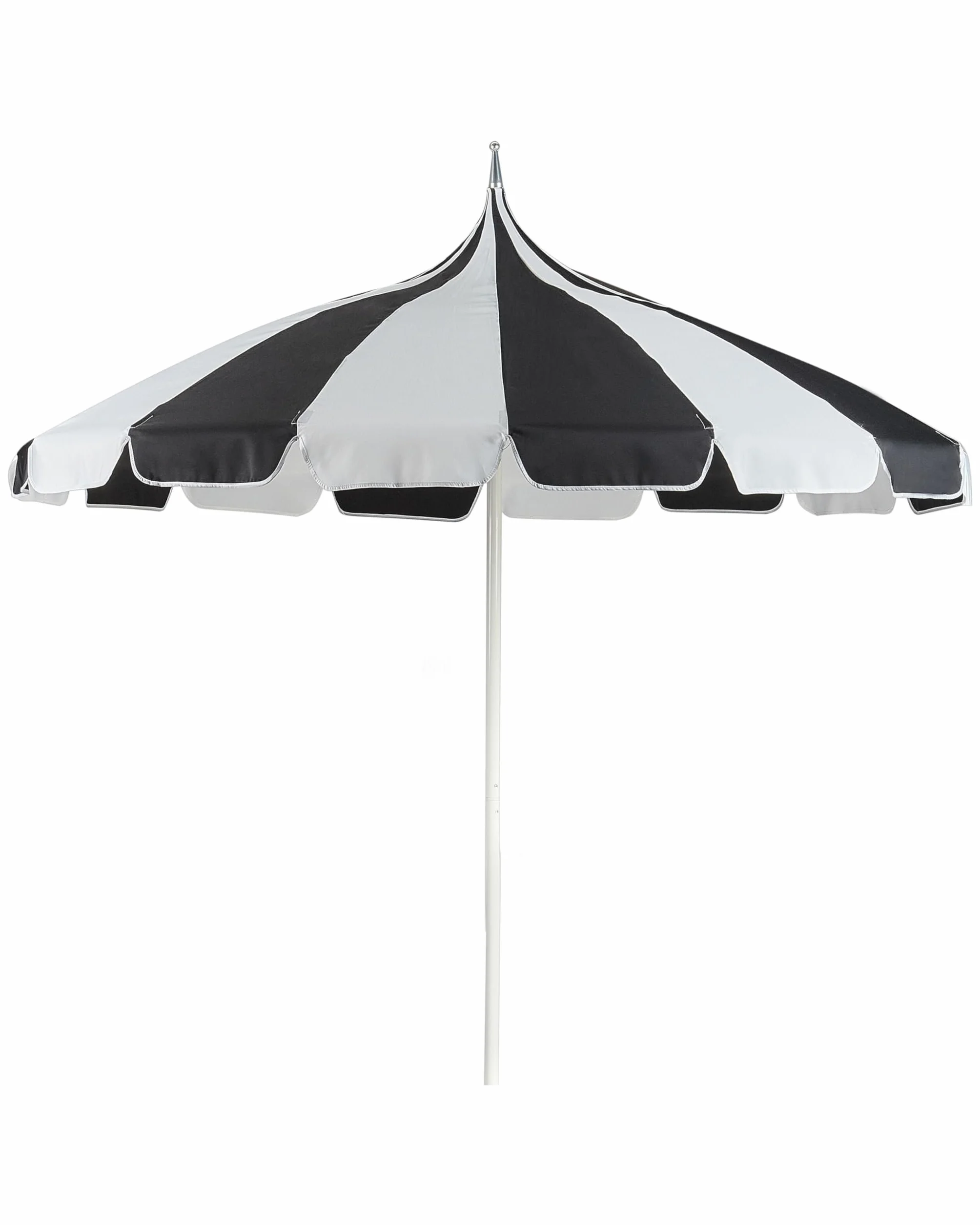 Stylowy parasol ogrodowy ⌀ 245 cm biała rura z aluminium czarno-biały materiał poliestrowy Minoa