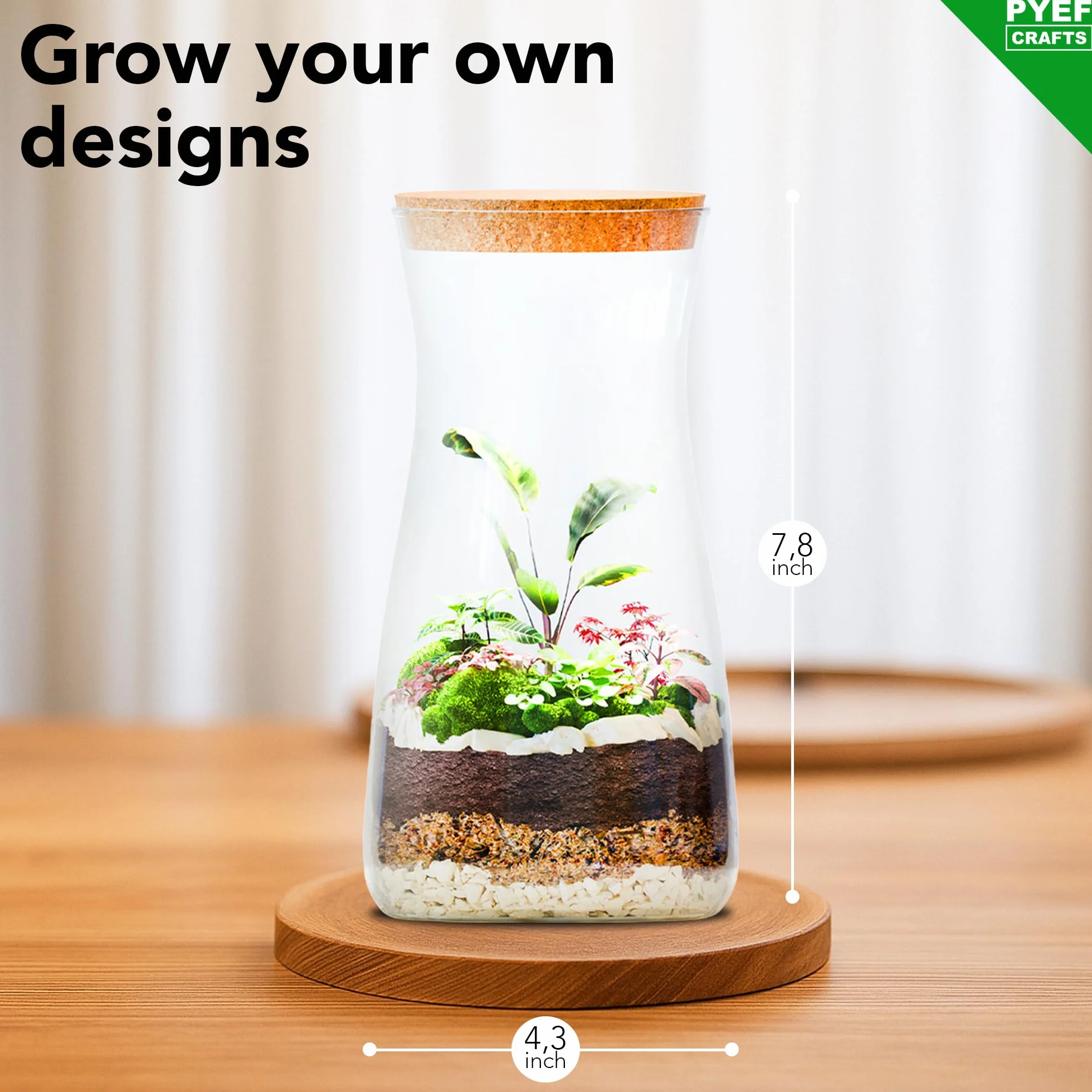 Zestaw do terrarium DIY dla roślin, zestaw startowy do ogrodu w butelce, samowystarczalny ekosystem, zestaw do terrarium ze słoikiem, mchem, ziemią, węglem aktywowanym, kamieniami i narzędziami (bez