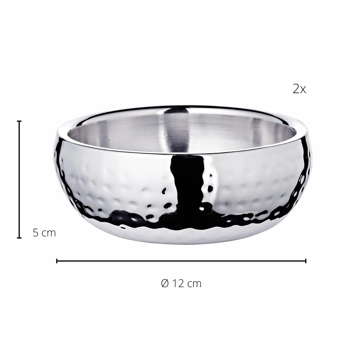 Edzard Zestaw 2 misek Pluto ze stali nierdzewnej, młotkowane na zewnątrz, Ø 11,9 cm