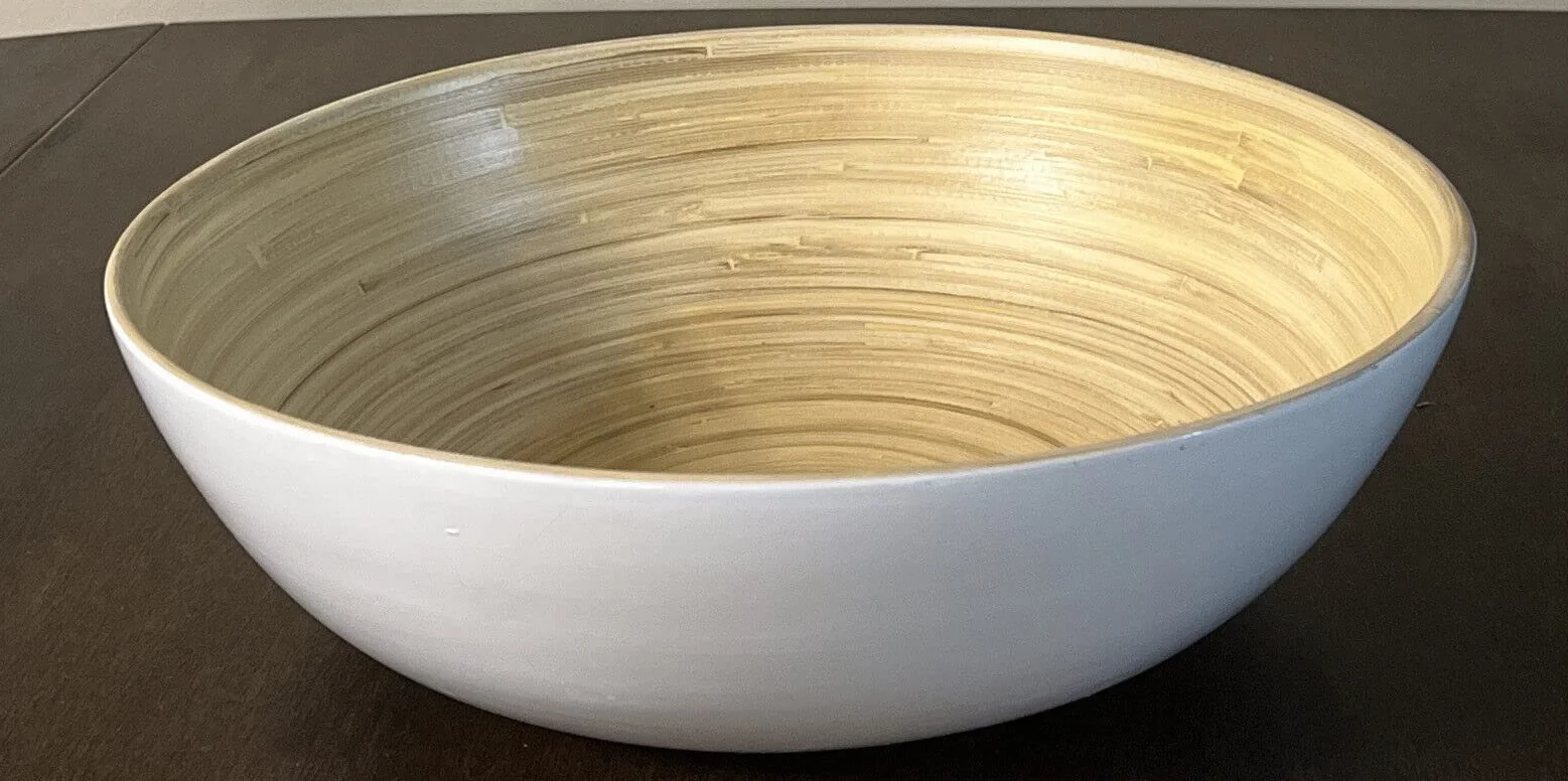 IKEA RUNDLIG miska do serwowania, biały, bambusowy, biały, 30 cm