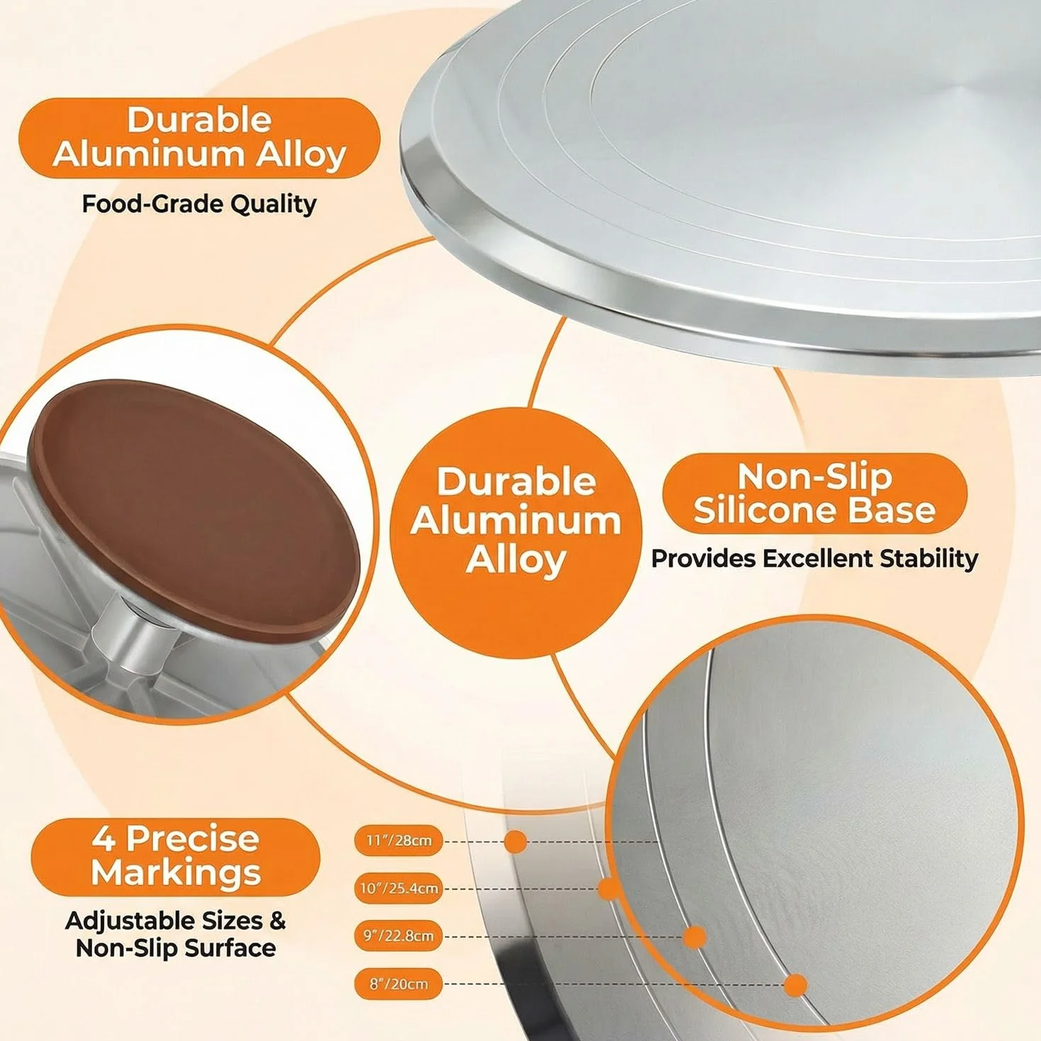 Patera na tort obrotowa ze stopu aluminium 144-częściowy zestaw akcesoriów do pieczenia z końcówkami ze stali nierdzewnej