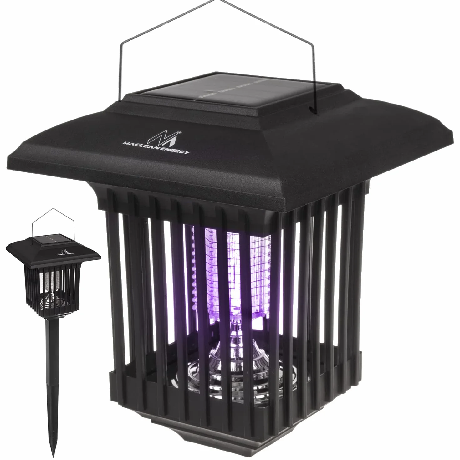 Maclean MCE448 Profesjonalna Solarna Lampa Owadobójcza UV na Komary, Ćmy, Owady, Odstraszacz na Komary do Ogrodu na UV, Stopień Ochrony: IP44, Lampa Solarna z Czujnikiem Zmierzchu, Lampa na Ćmy