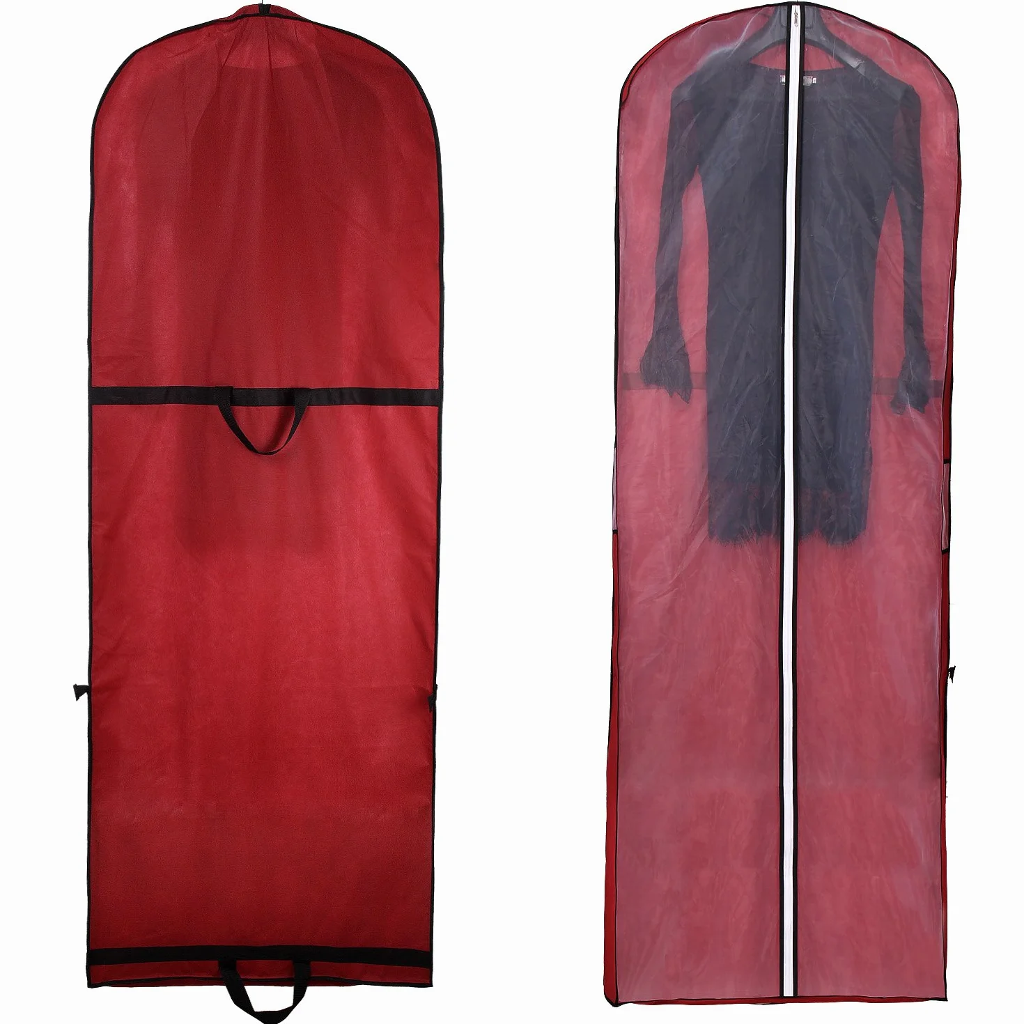 TUKA TKB1001 oddychający worek na ubrania, 180 cm x 64 cm, szeroka zakładka boczna, składany pokrowiec ochronny na suknie ślubne/suknie wieczorowe/garnitury, do przechowywania i transportu,