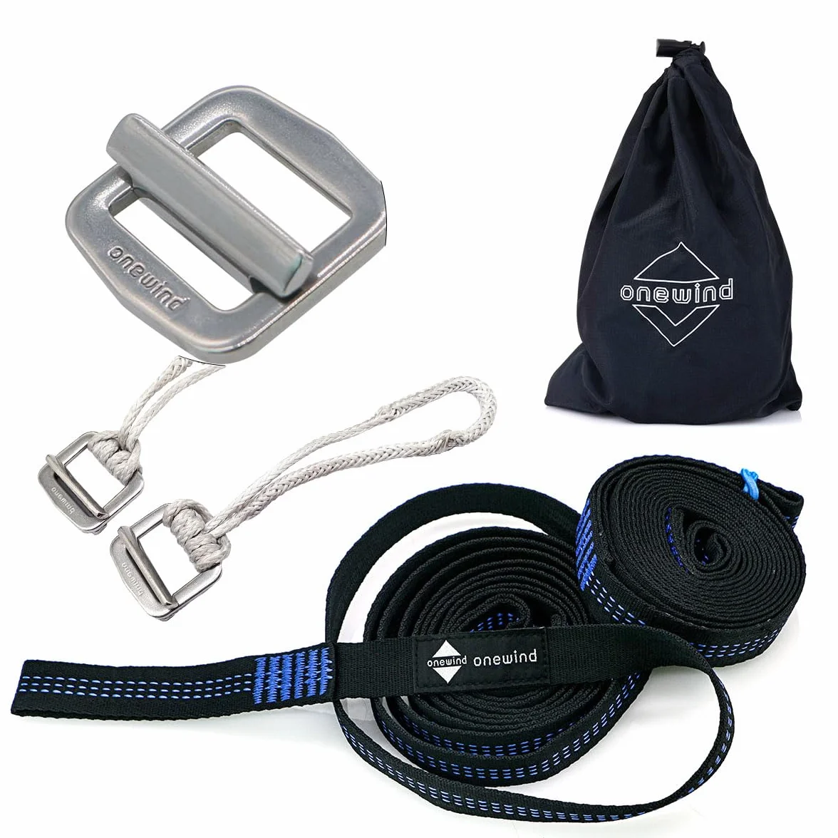 Onewind 2 * 10Ft Hammock Straps Set, Heavy Duty Camping Tree-Friendly Straps Hanging Kit with Safety Lock Cinch Buckle 1 Inch Wide 1500 LBS Durable Lightweight No-Stretch and Easy to Set Up