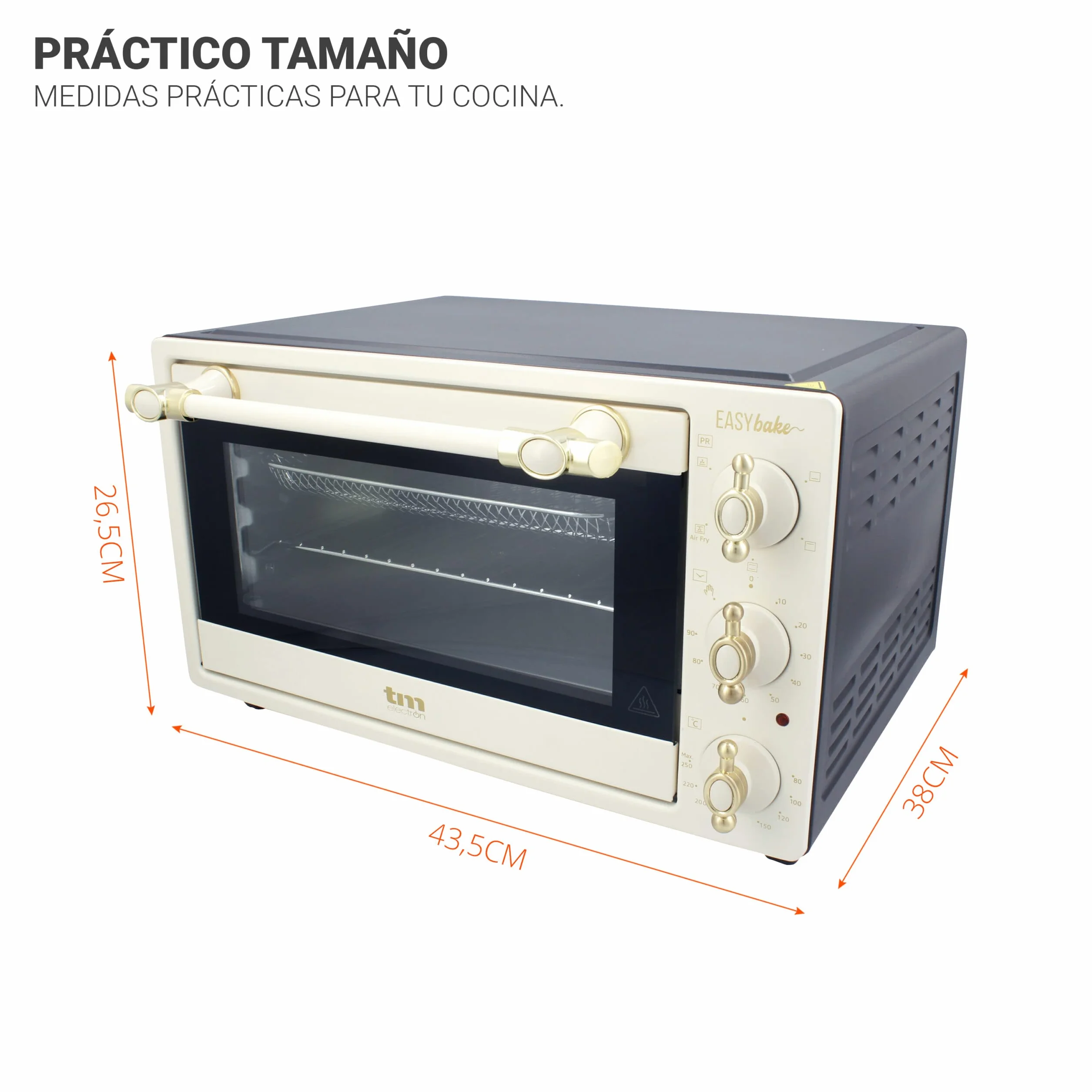 TM Electron EASYBAKE TMPHO020REB minipiekarnik retro z funkcją frytownicy bez oleju, 20 litrów, regulowana temperatura 80 ° C do 250 ° C, 5 funkcji, zawiera 4 akcesoria.