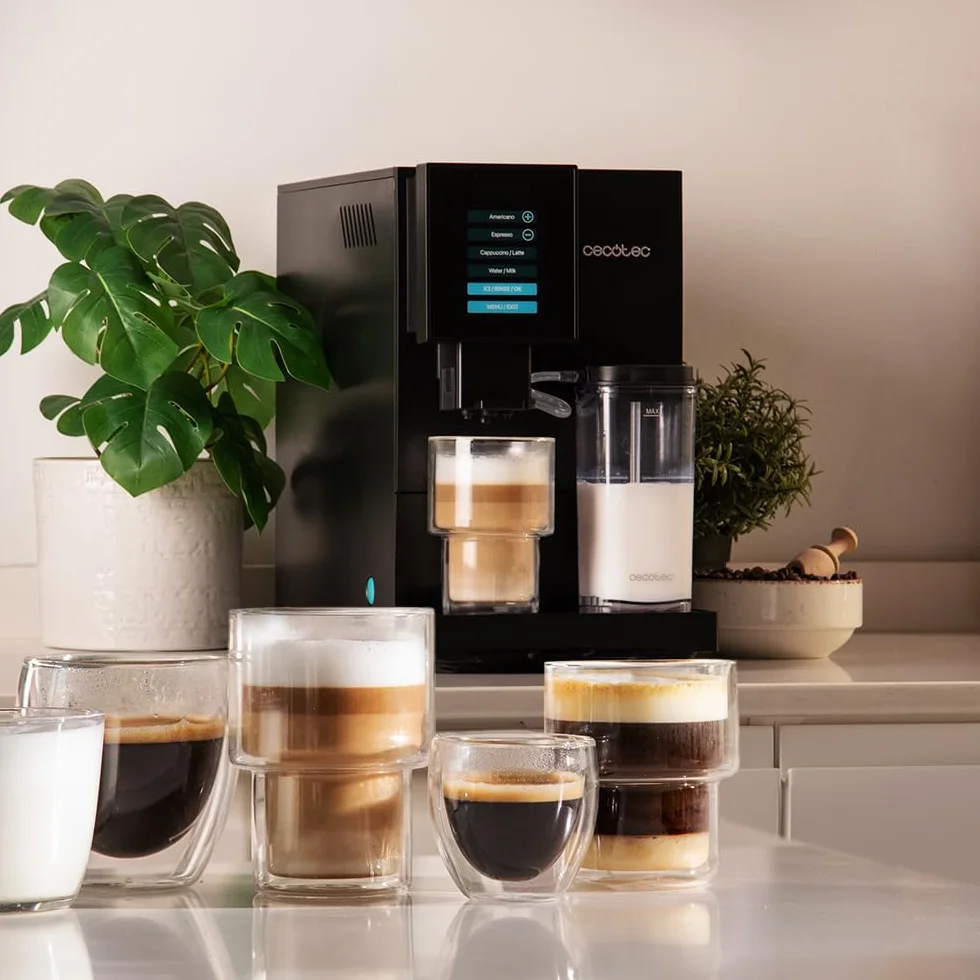 Cecotec Superautomatyczny ekspres do kawy Cremmaet Compactccino Black, 19 bar, system Thermoblock, świeżo zmielone ziarna z Plug&Play, 150 g, zbiornik na wodę 1,1 l, 400 ml mleka