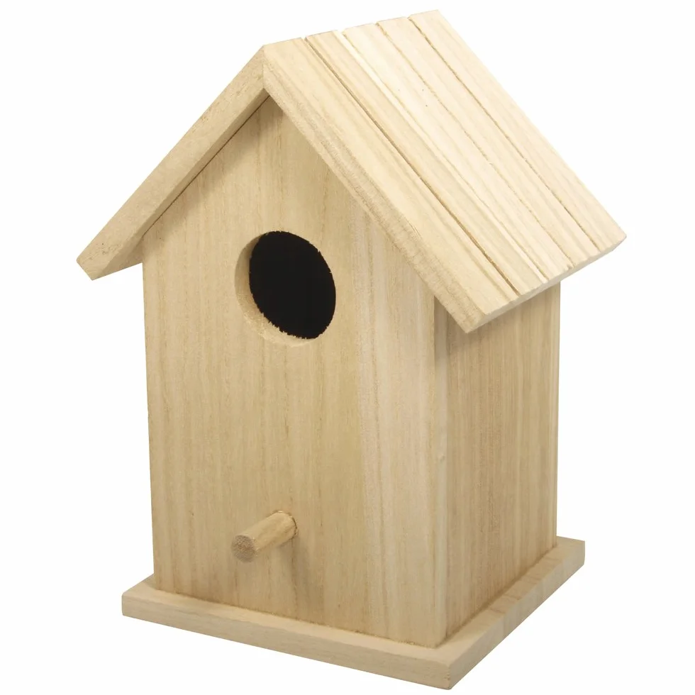Rayher Hobby 62291000 dekoracyjny domek dla ptaków ze zdejmowanym dachem, skrzynka lęgowa z naturalnego drewna, 12,5 x 10 x 17 cm