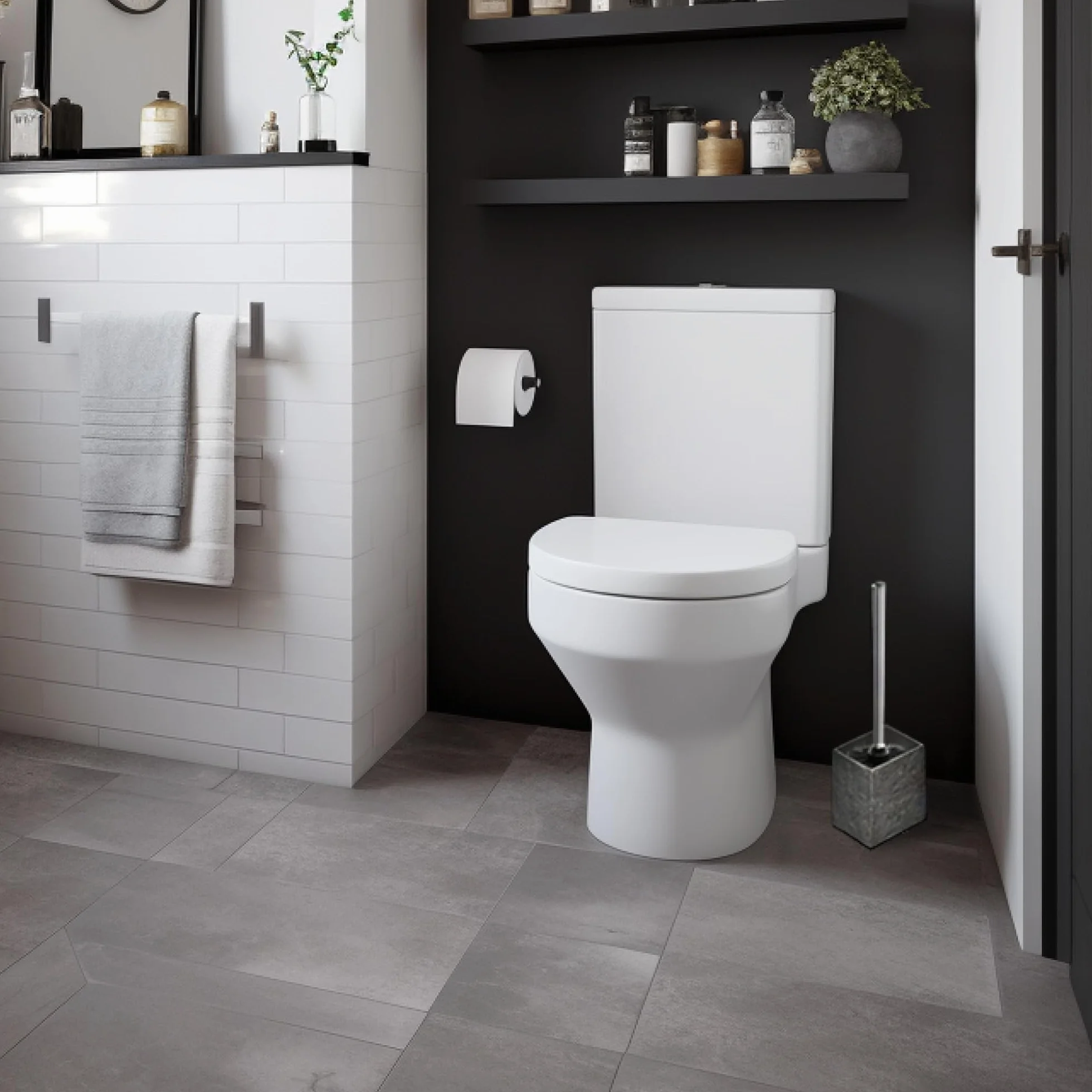 com-four 3 x szczotka do WC z wymienną głowicą – szlachetna szczotka do WC z uchwytem ze stali nierdzewnej – szczotka toaletowa – Ø 8 cm (03 sztuki – szczotka zapasowa czarna)