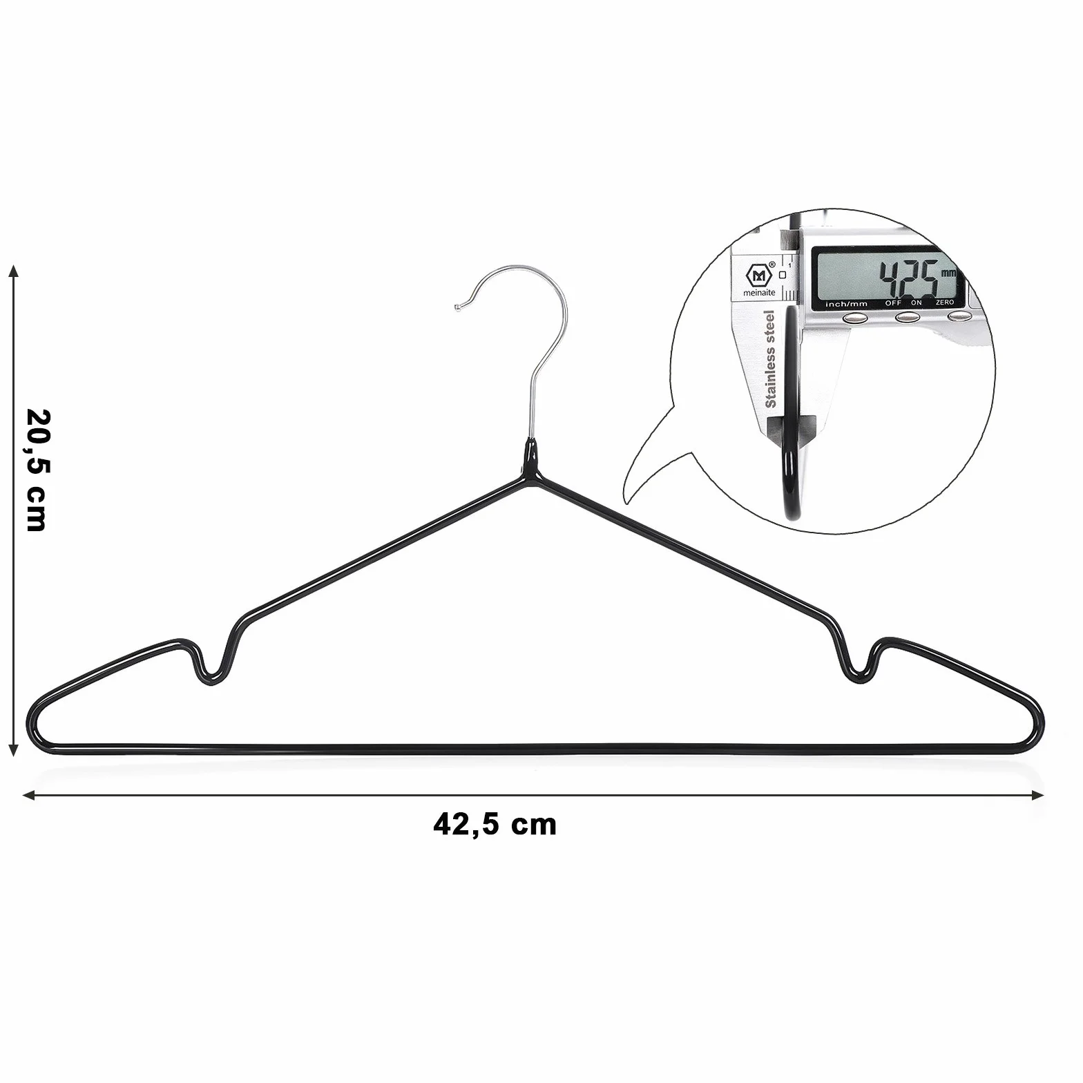 SONGMICS Wieszaki metalowe 20 szt. antypoślizgowe grubość 0,4 cm haczyki obracane 360° czarny CRI33B-20