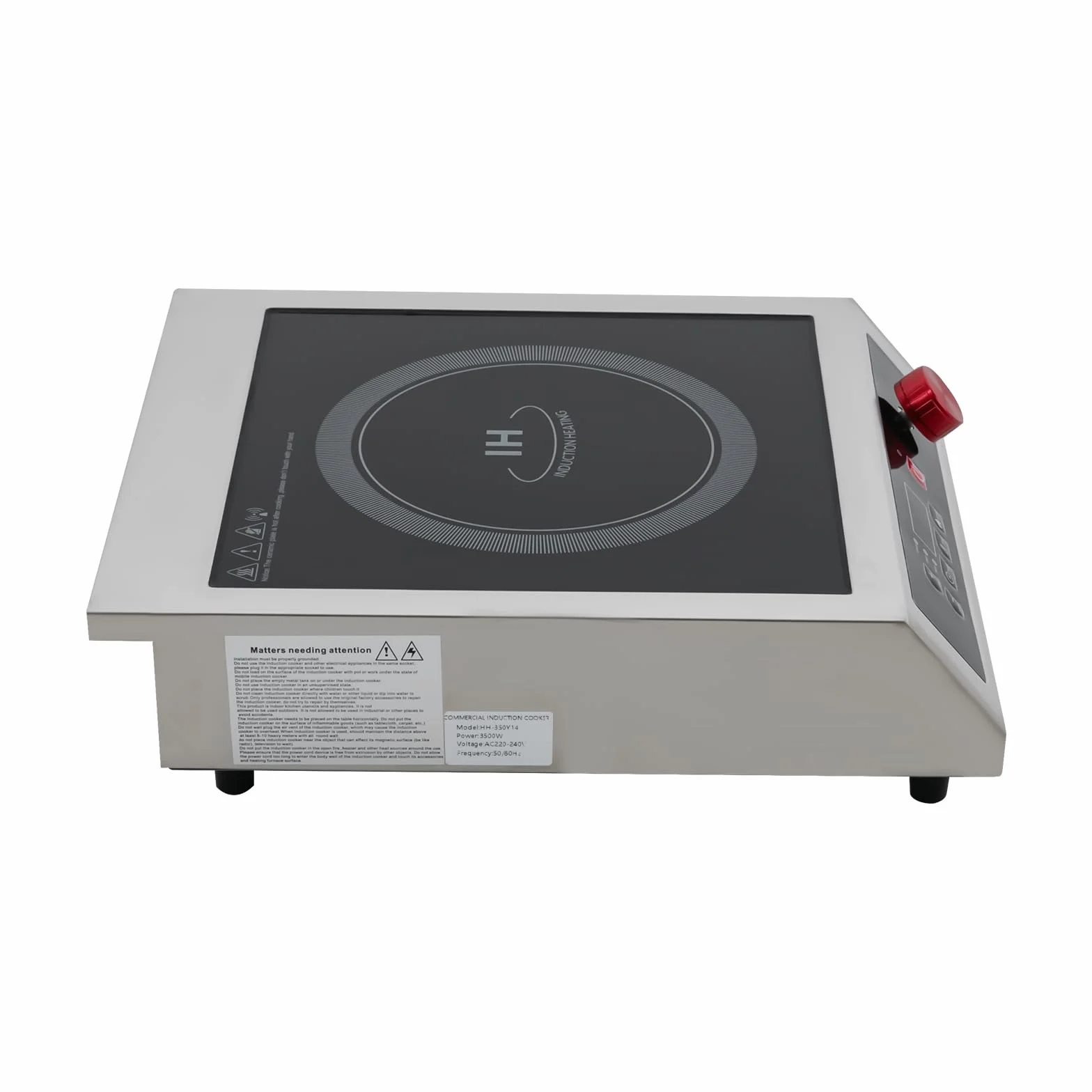 Kuchenka indukcyjna komercyjna 3500 W z wyświetlaczem LED, 10-stopniowa regulacja temperatury, czarny panel kryształowy